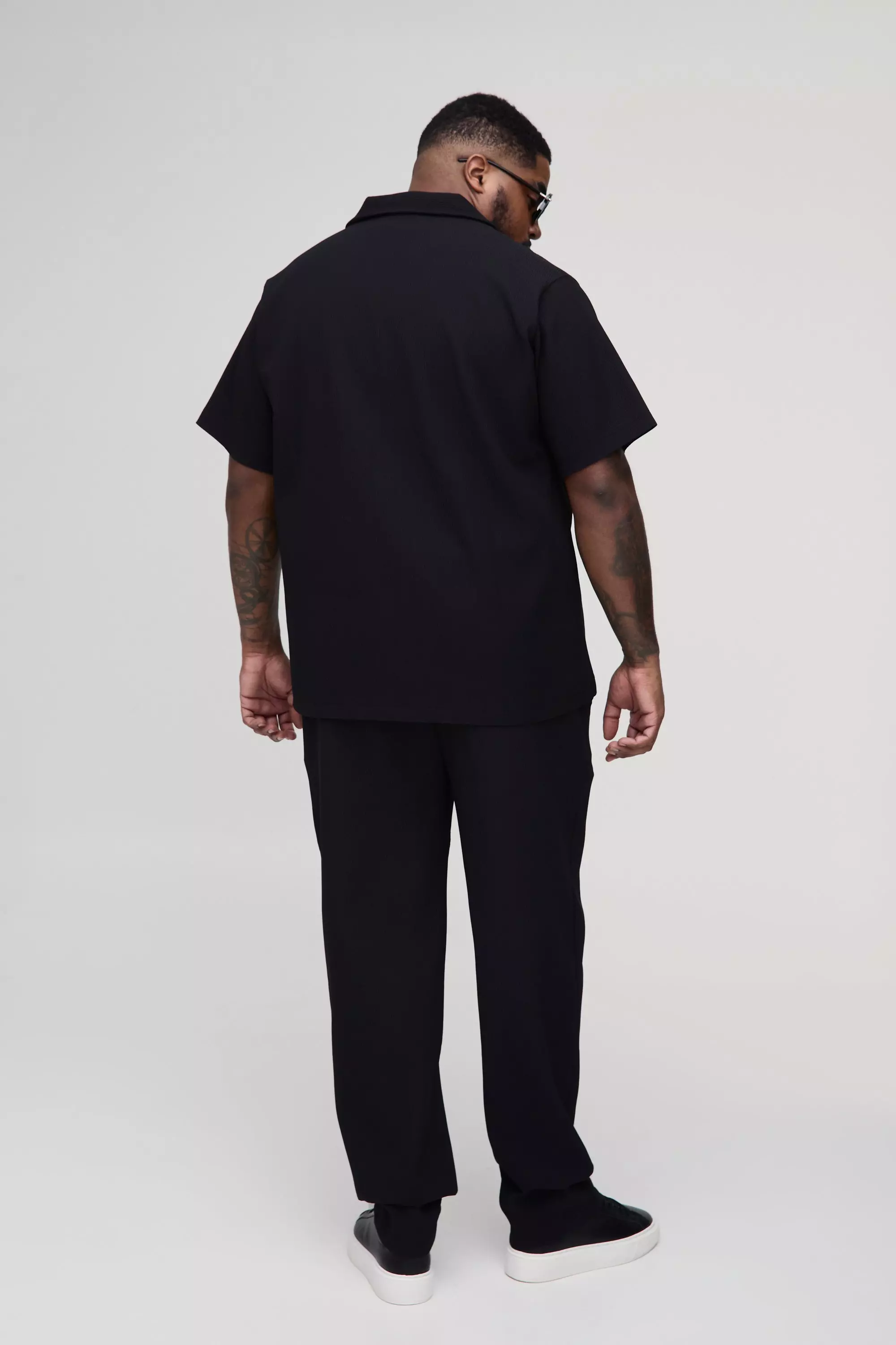 Polo Plus Size Regular Fit A Pieghe, Black immagine alternativa