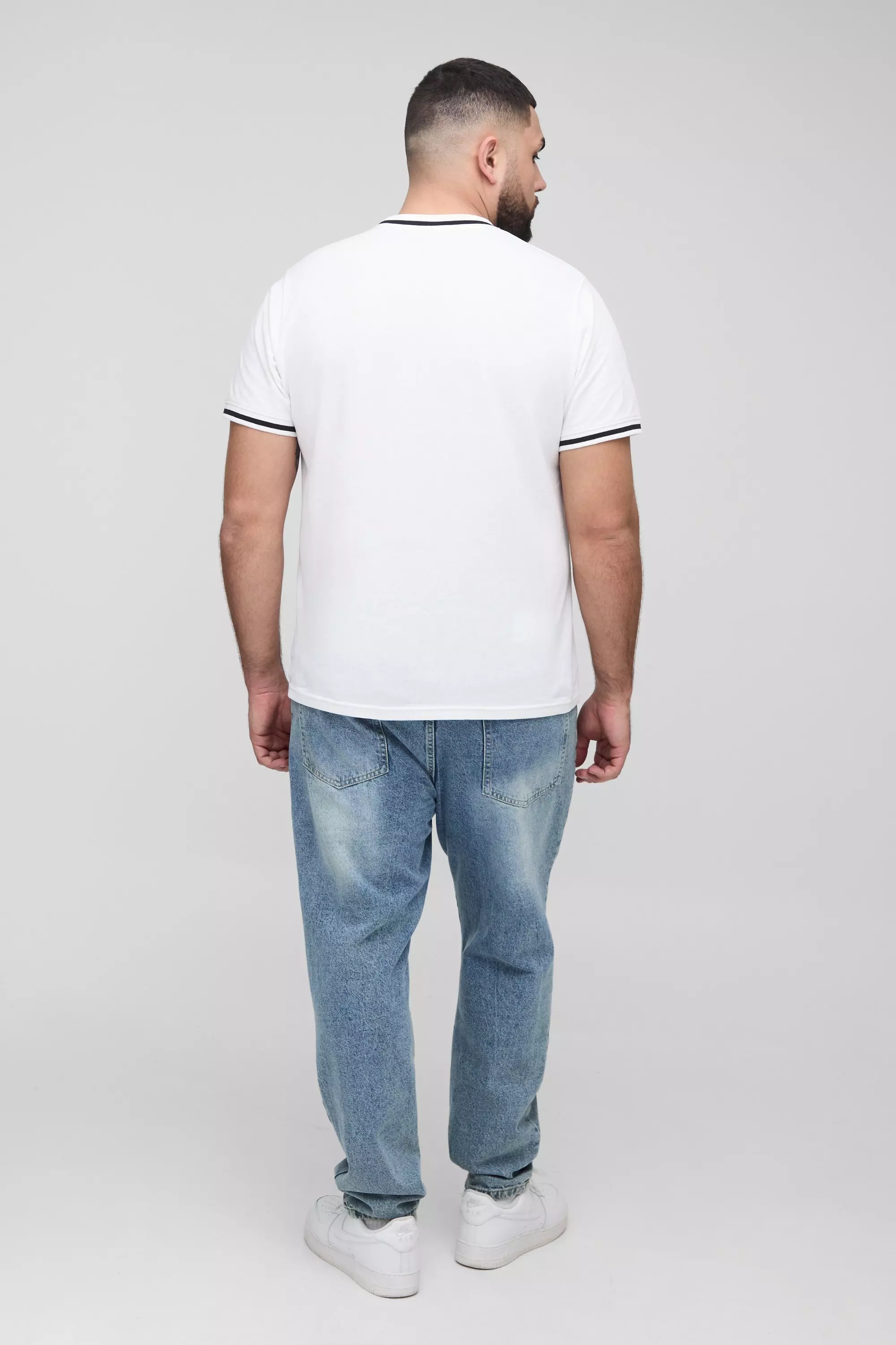 T-Shirt Plus Size Slim Fit In Piqué, White immagine alternativa