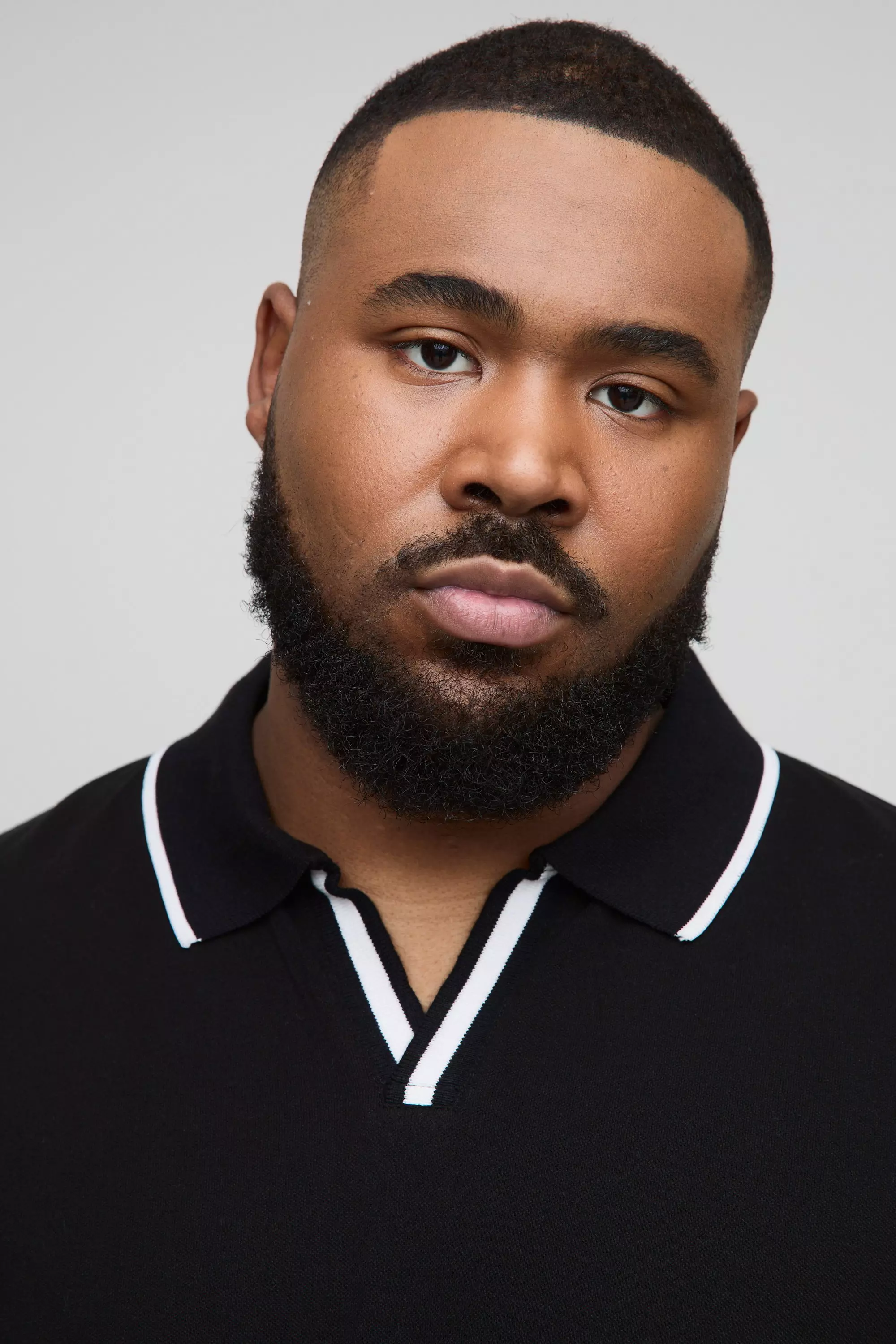 Plus Slim Revere Pique Tipped Polo | boohooMAN USA