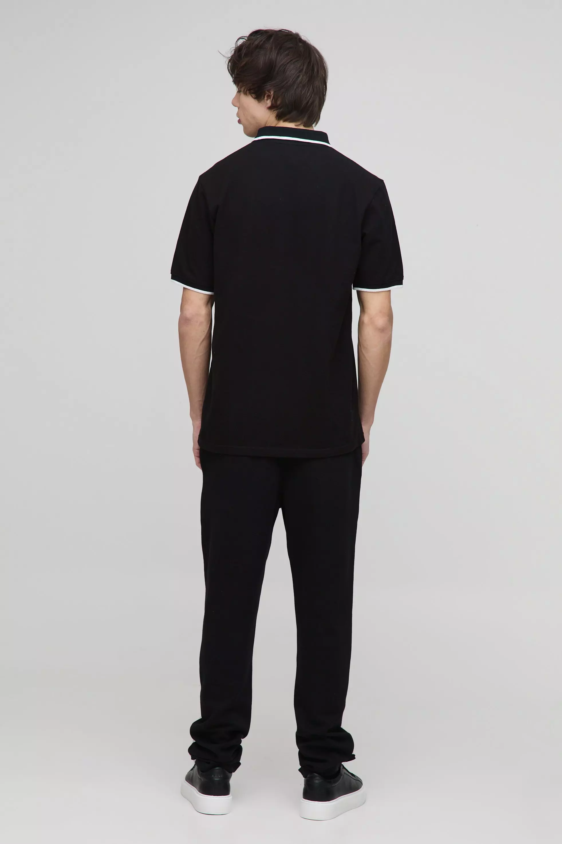 Black Tall Slim Revere Pique Tipped Polo alternative image