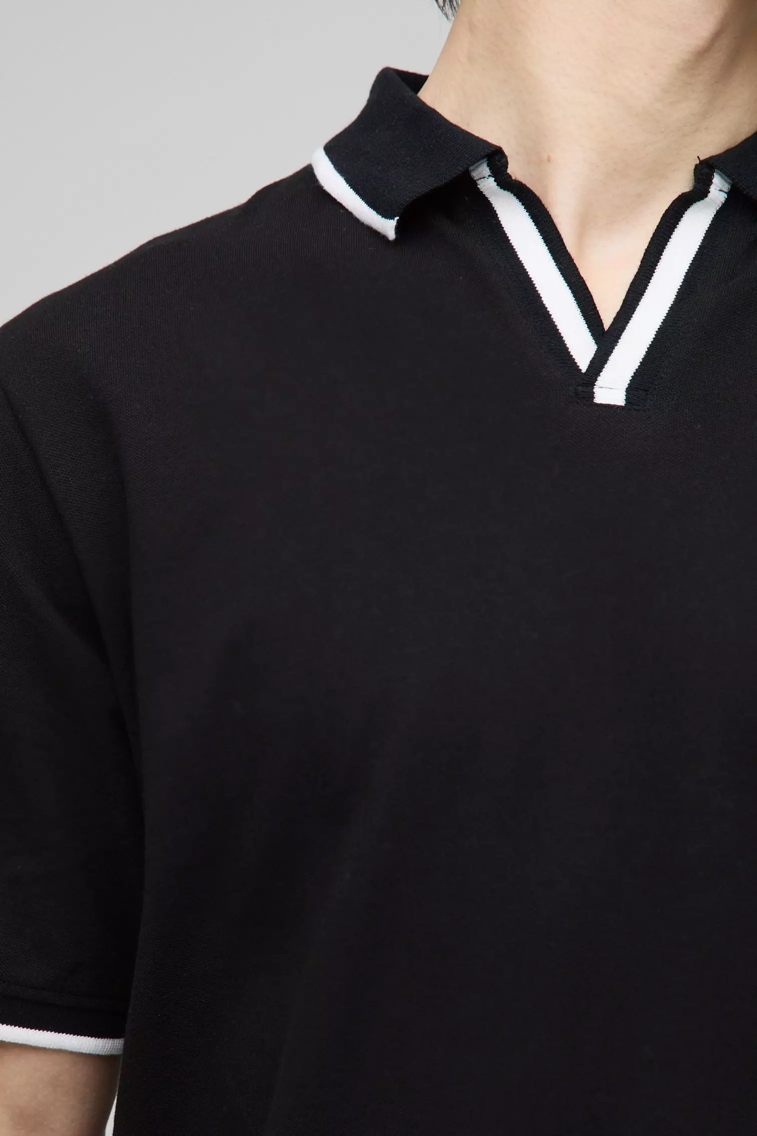 Black Tall Slim Revere Pique Tipped Polo alternative image