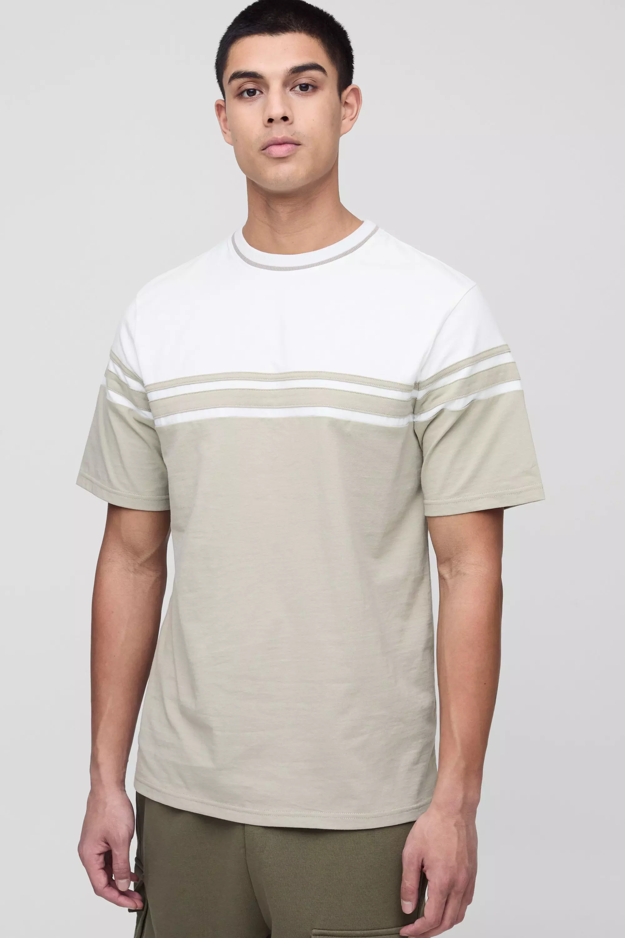 Stone Tall Regular Fit Colour Block T-Shirt alternative image