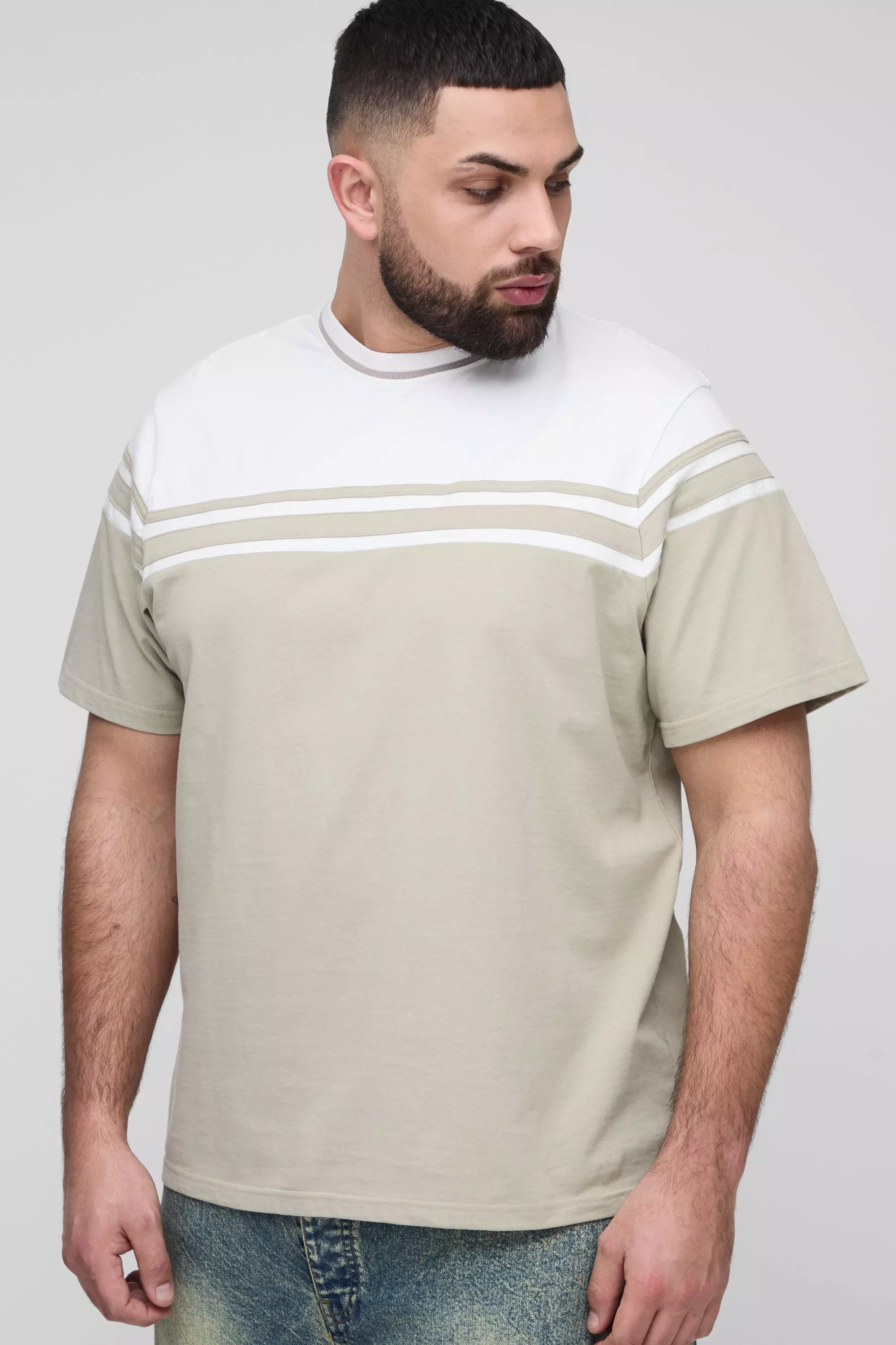 Grande taille - T-shirt color block, Stone autre image