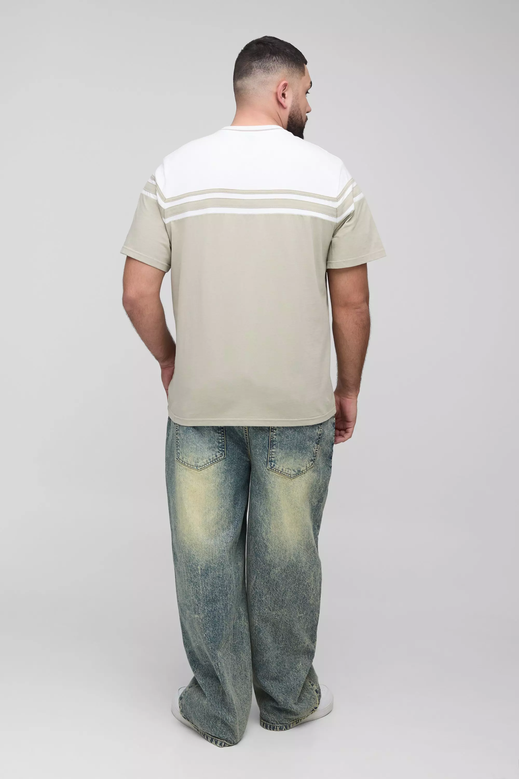 Grande taille - T-shirt color block, Stone autre image