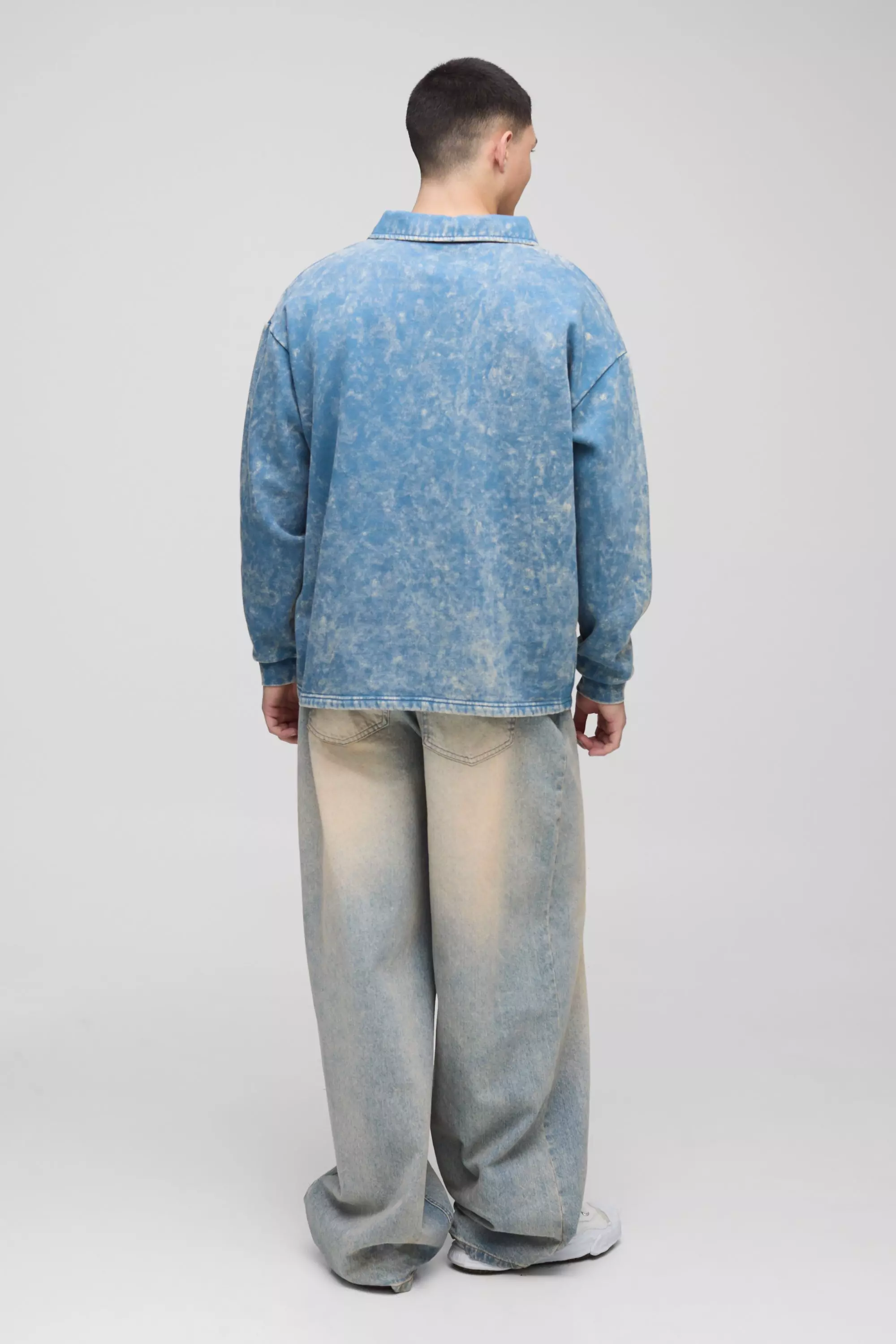 Teal Oversized Washed Revere Sweatshirt Polo alternative image