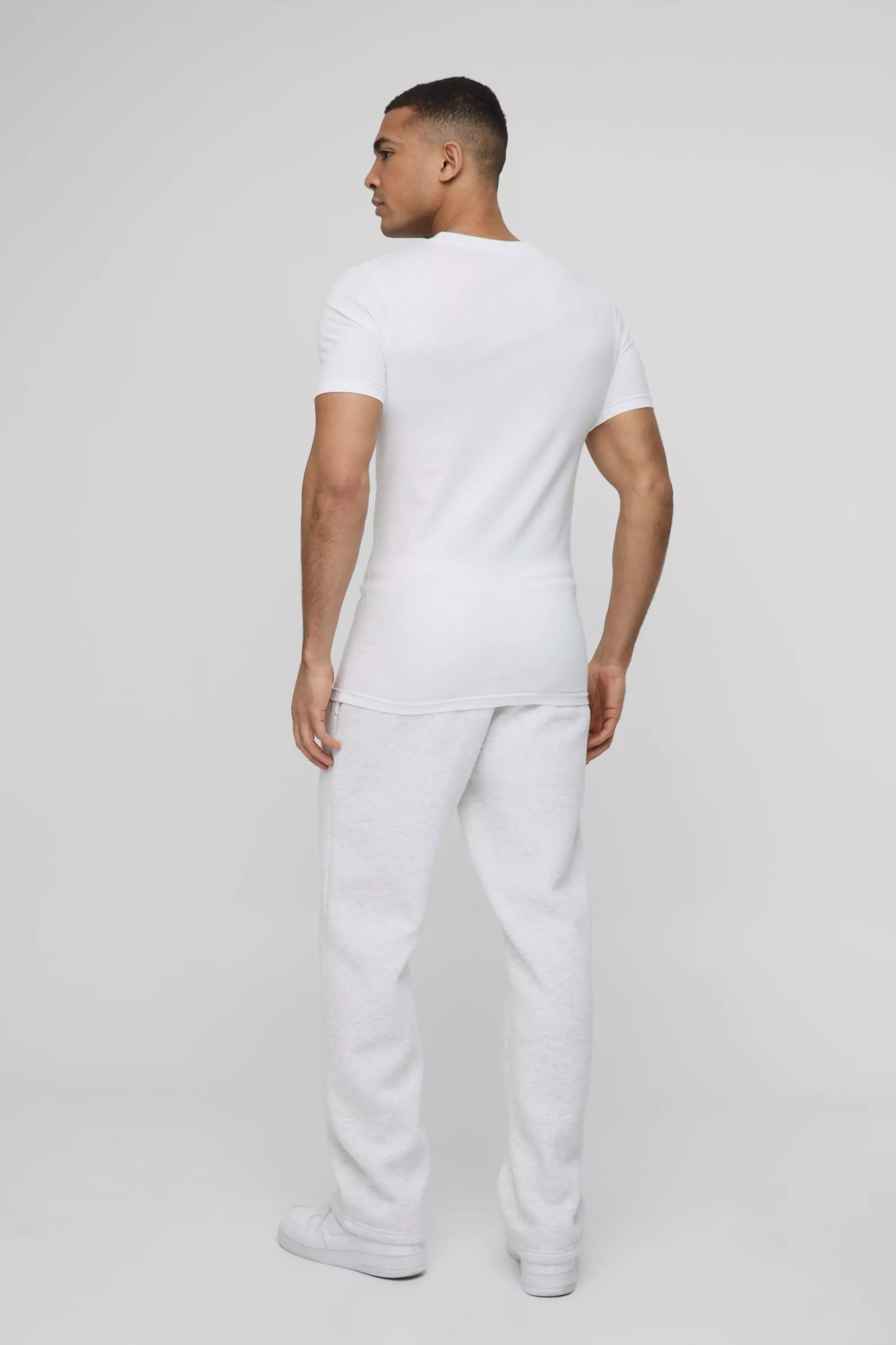 White Basic Muscle Fit T-Shirt alternatieve afbeelding