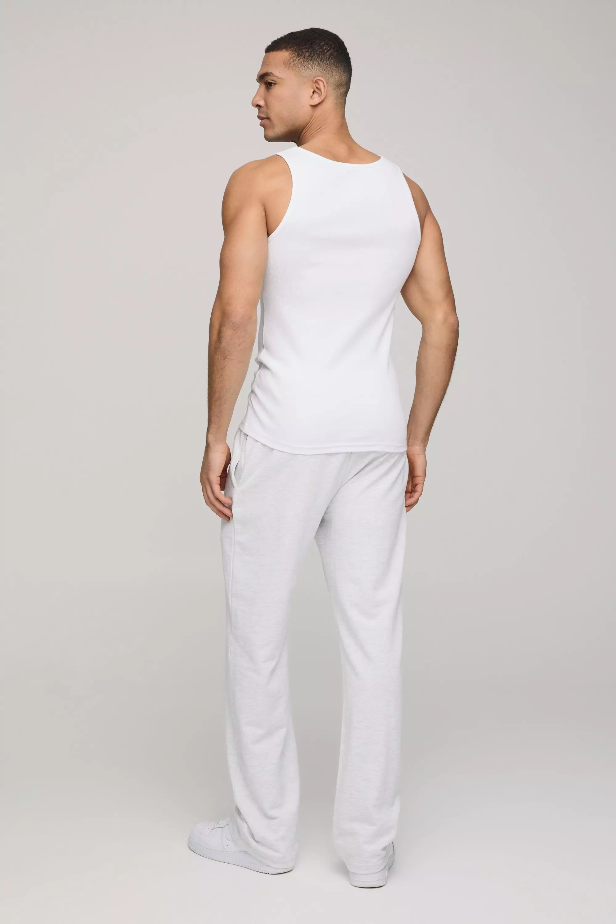 White Basic Muscle Fit Ribbed Vest alternative image