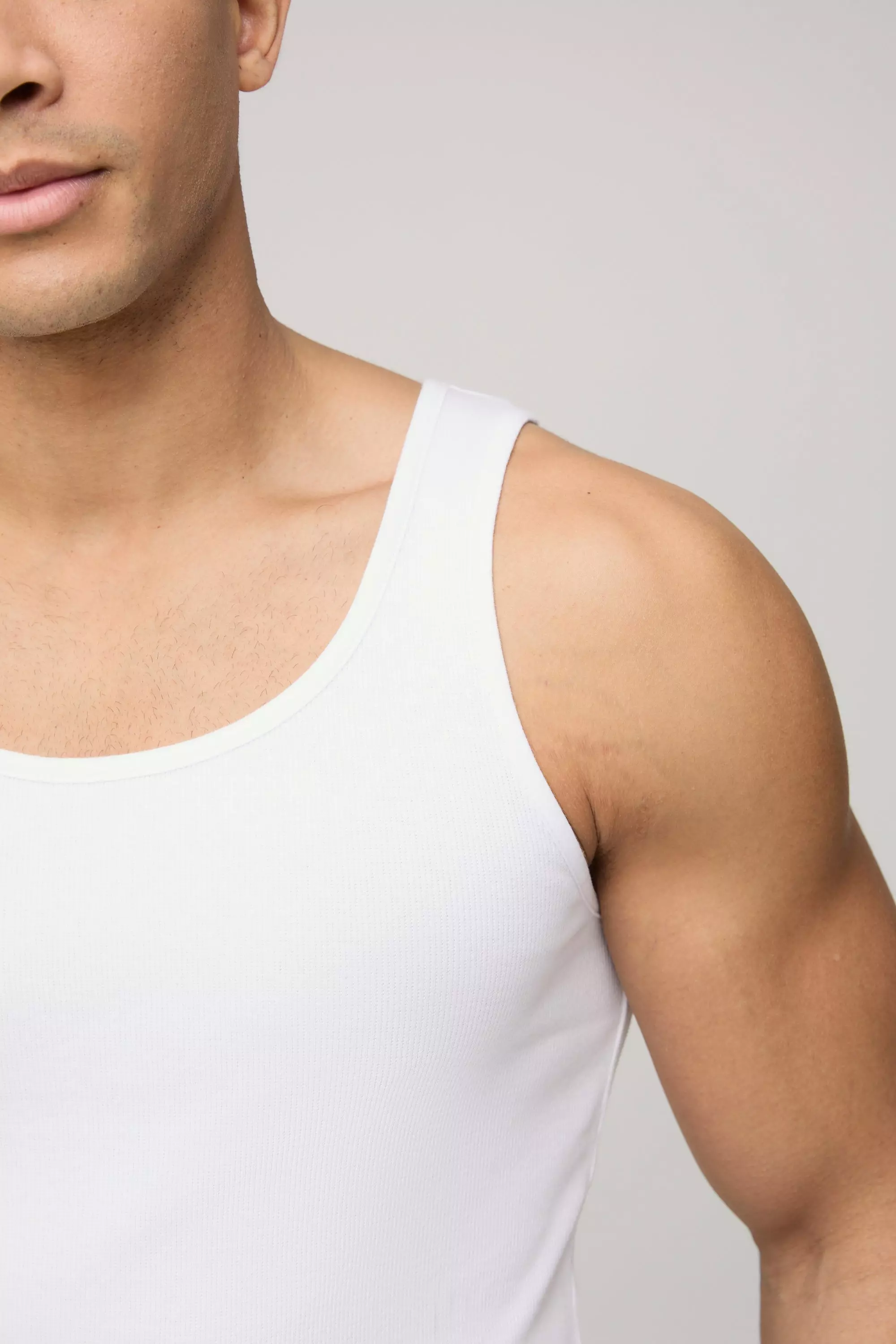 White Basic Muscle Fit Ribbed Vest alternative image