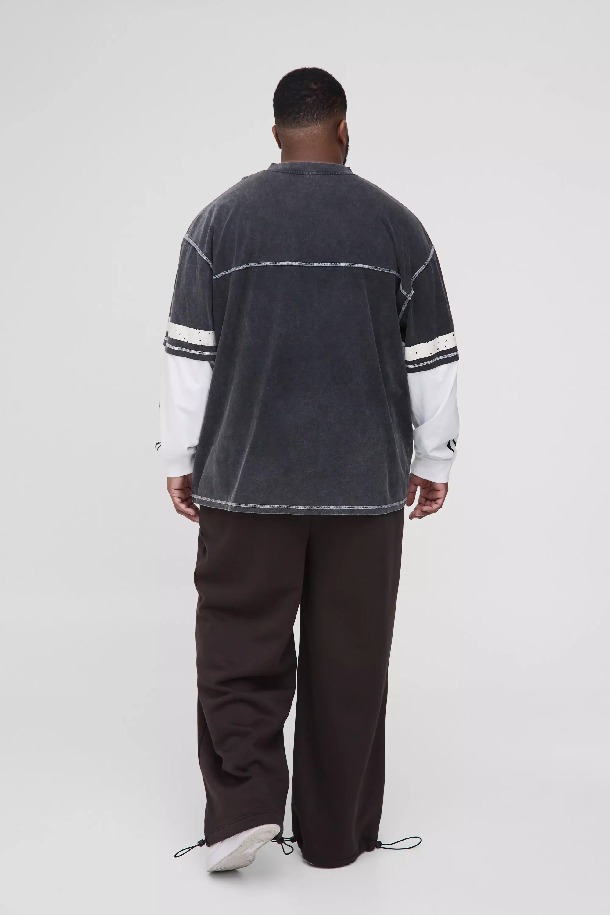 Chocolate Plus Wide Leg Tie Cuff Double Waistband Joggers alternative image