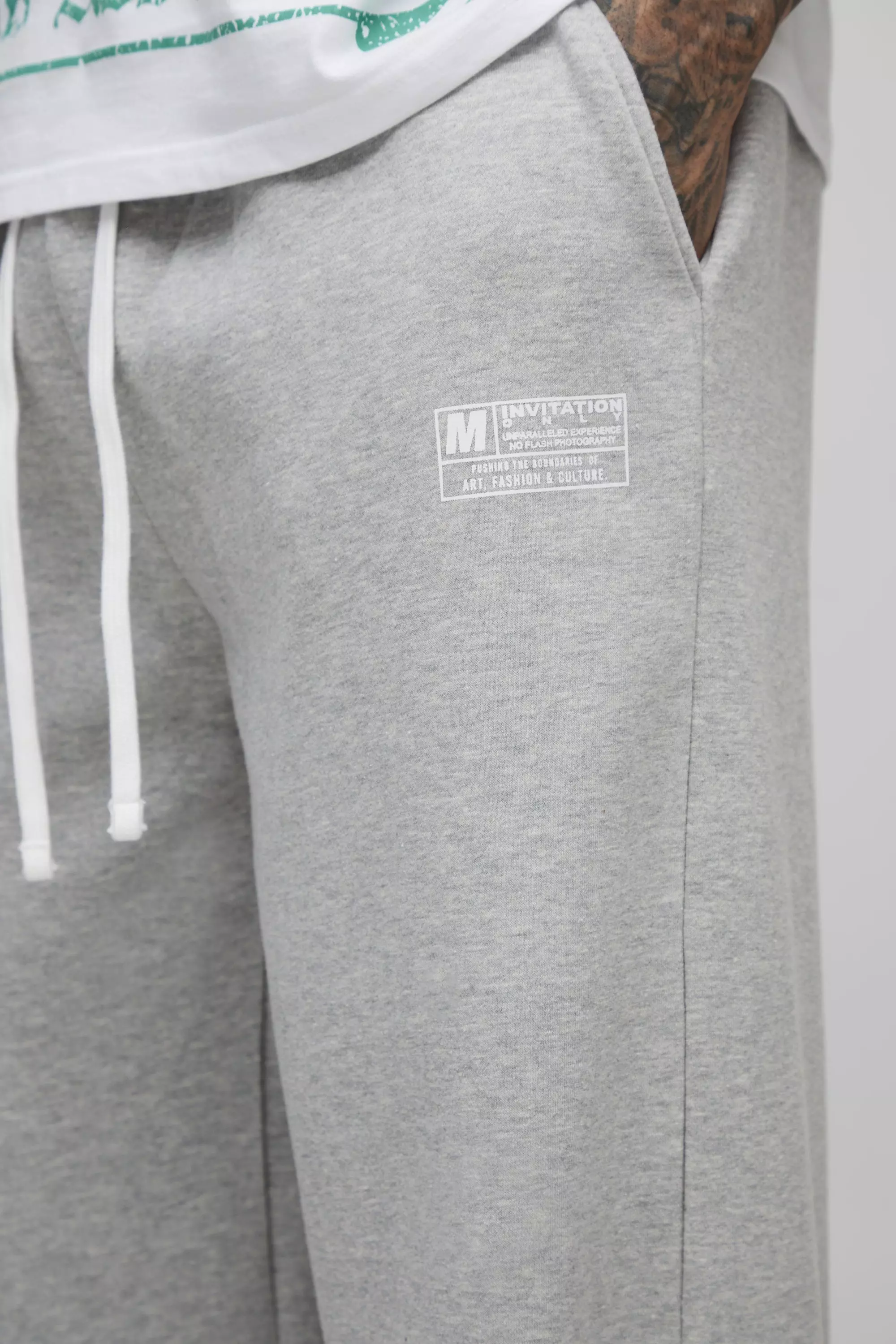 Grey marl Tall Wide Leg Tie Cuff Double Waistband Joggers alternative image