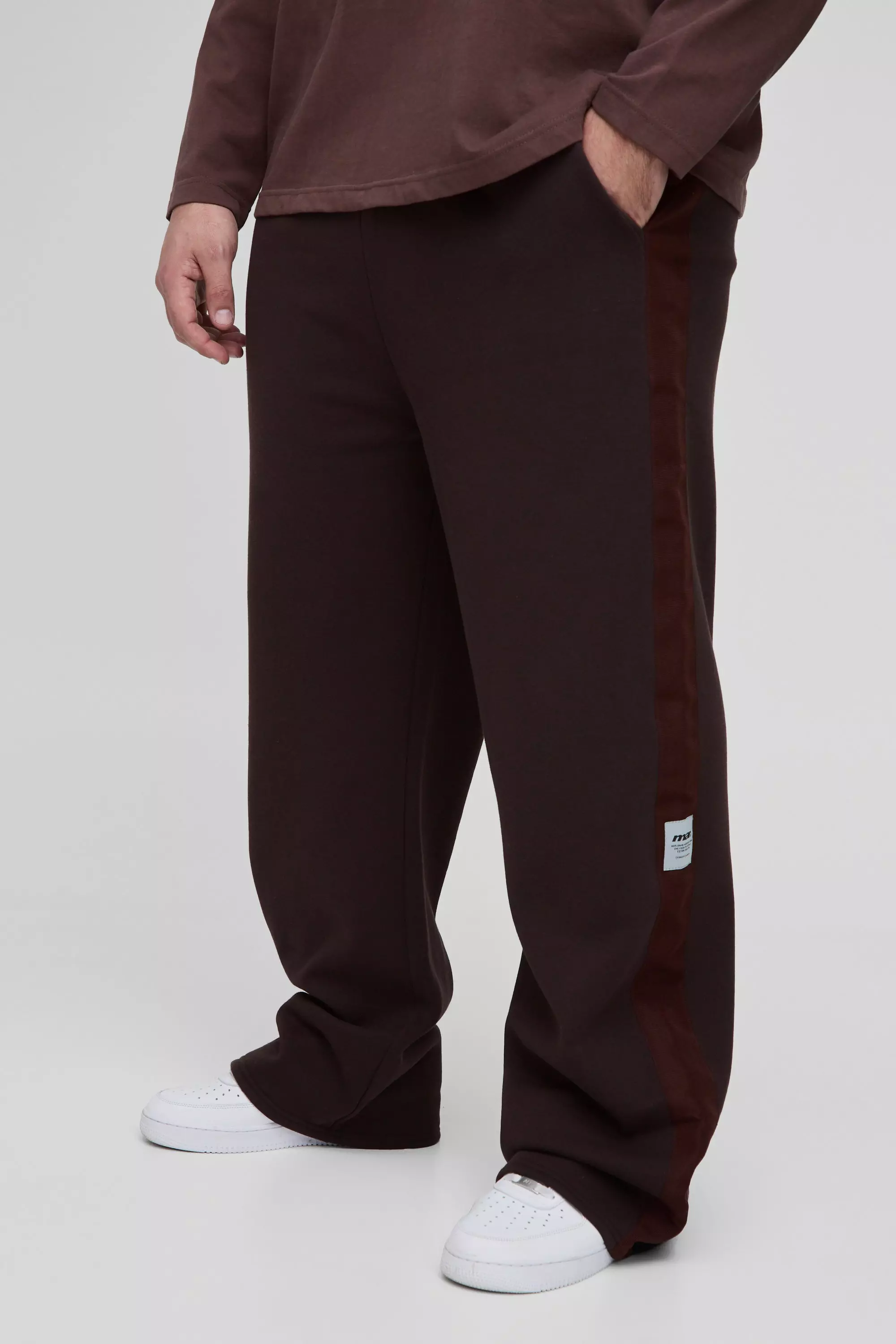 Chocolate Plus Relaxed Stripe Detail Woven Tab Joggers alternative image