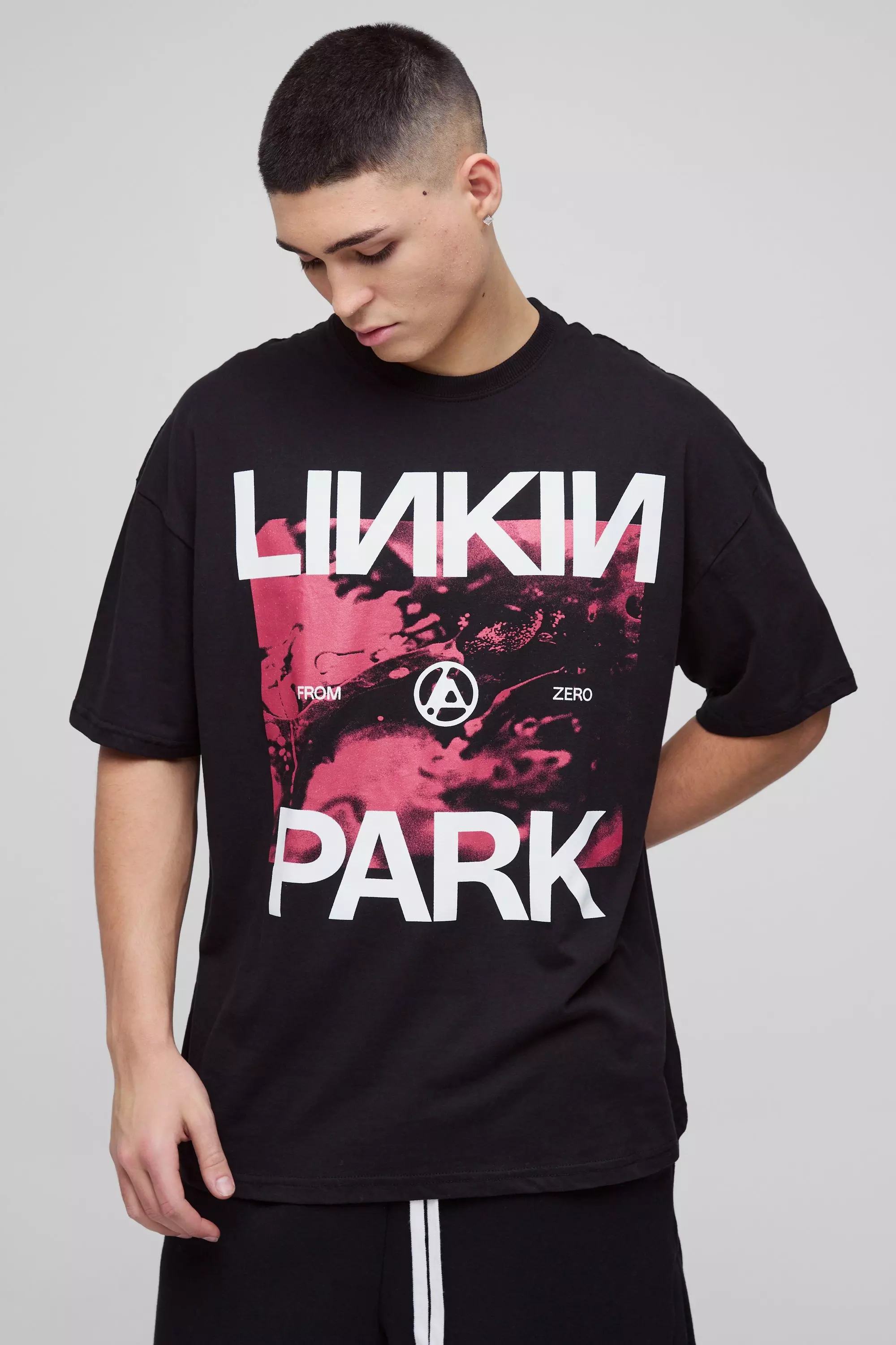 Black Oversized Linkin Park Band License T-Shirt alternative image