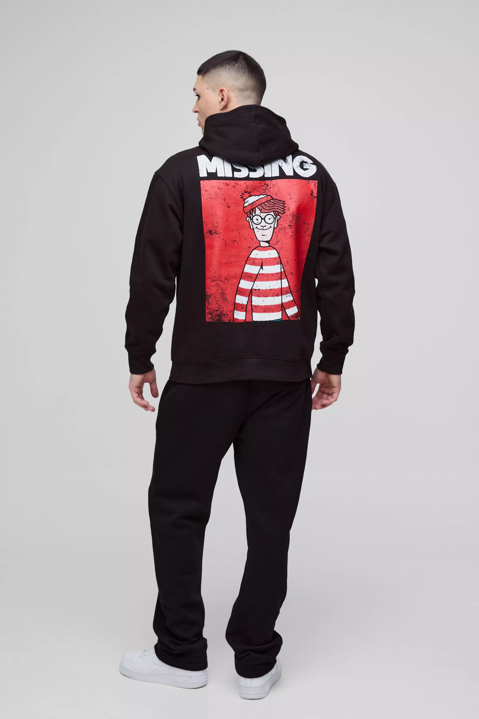 Black Oversized Where's Wally License Hoodie alternative image