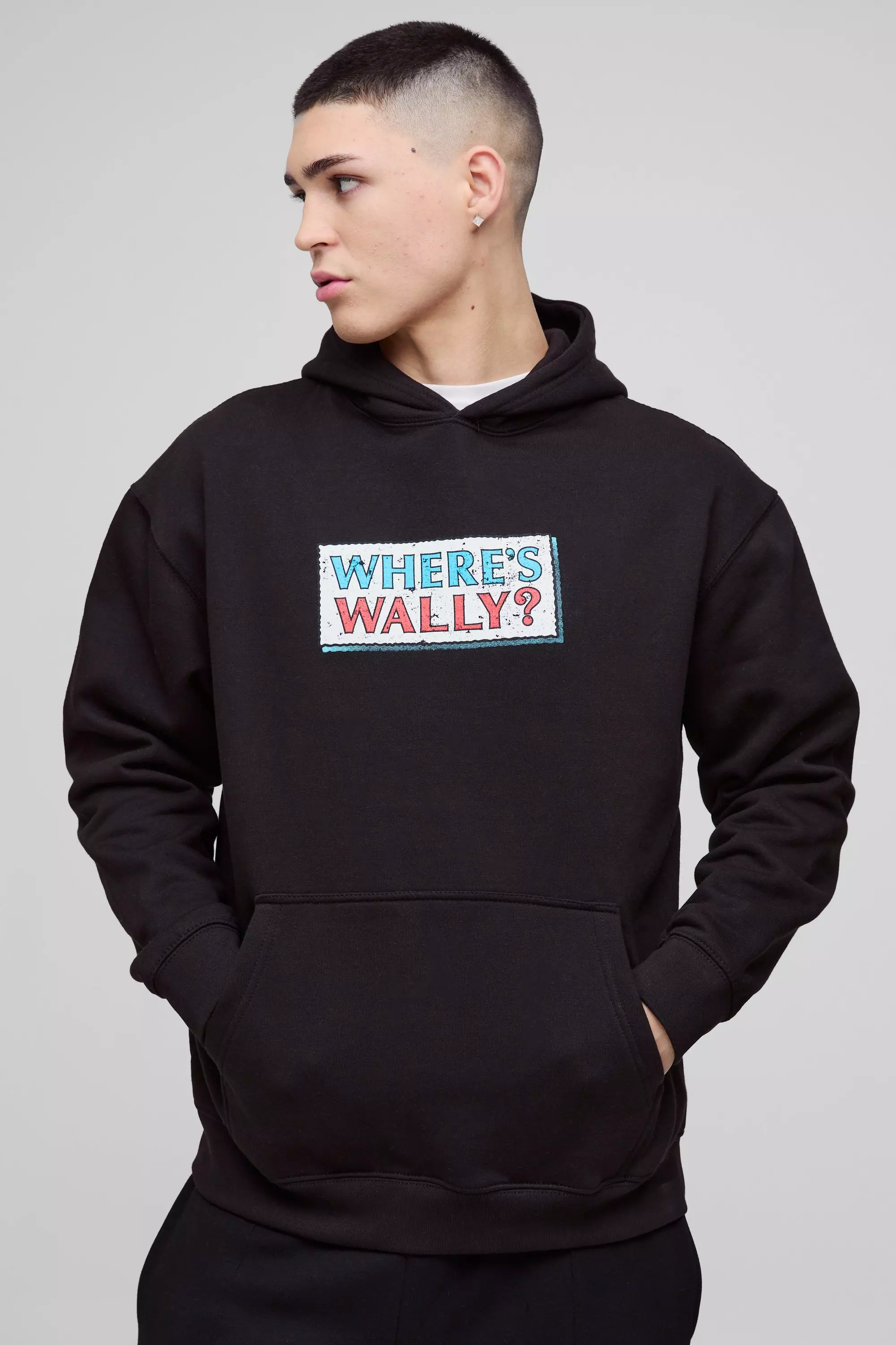 Black Oversized Where's Wally License Hoodie alternative image
