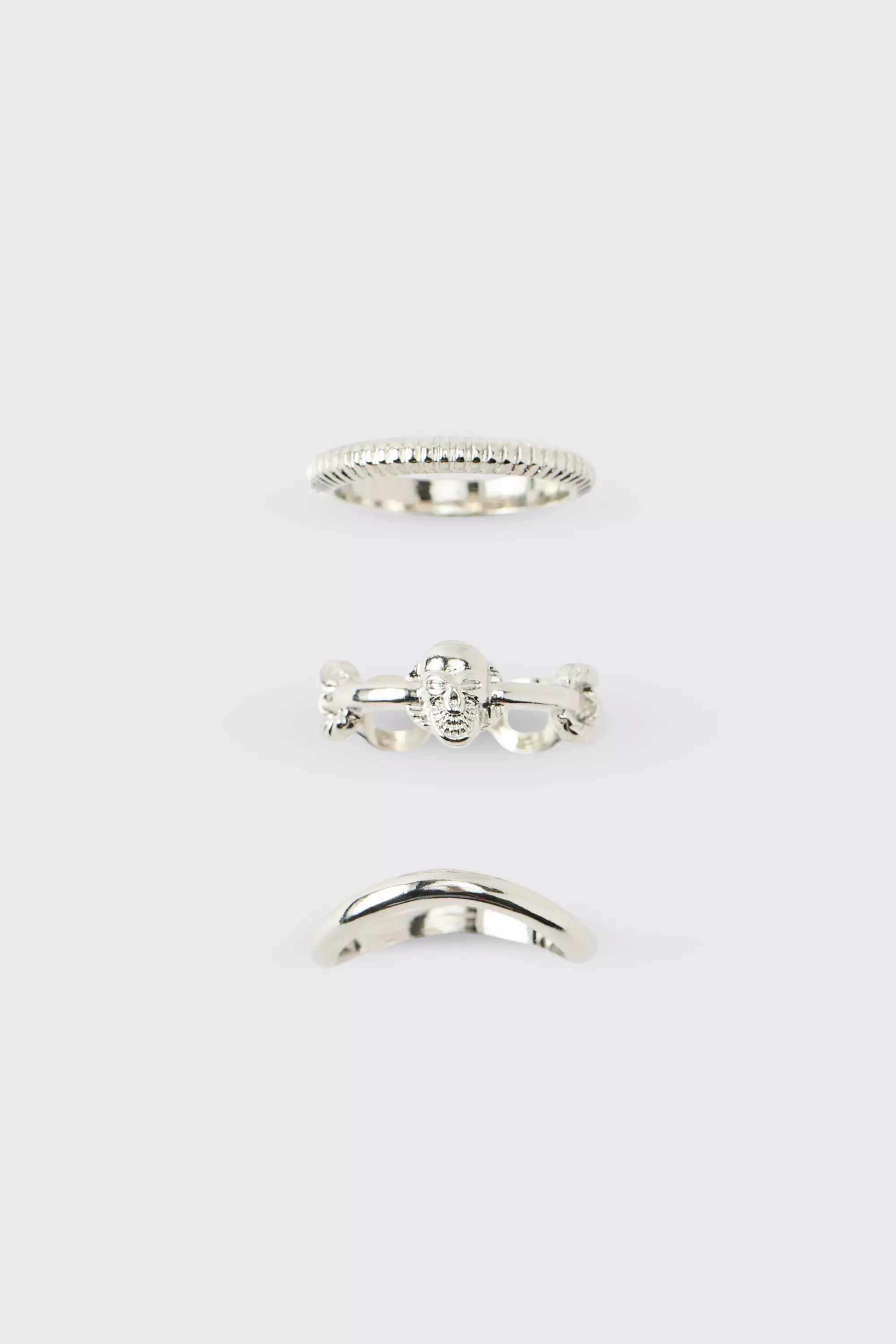 Silver Zilveren Schedel Ringen (3 Stuks) alternatieve afbeelding