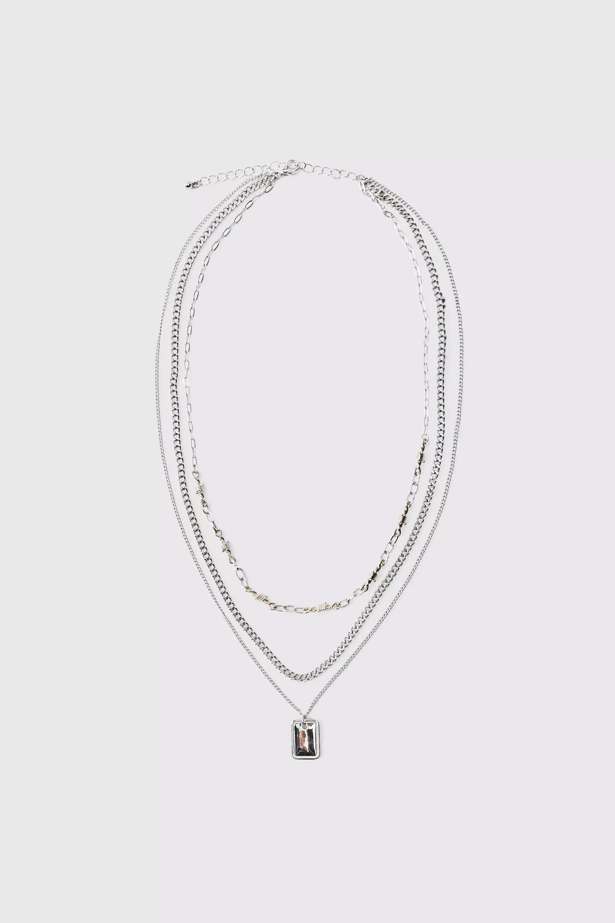 Recycelte mehrlagige Kette mit Anhängern, Silver alternatives Bild