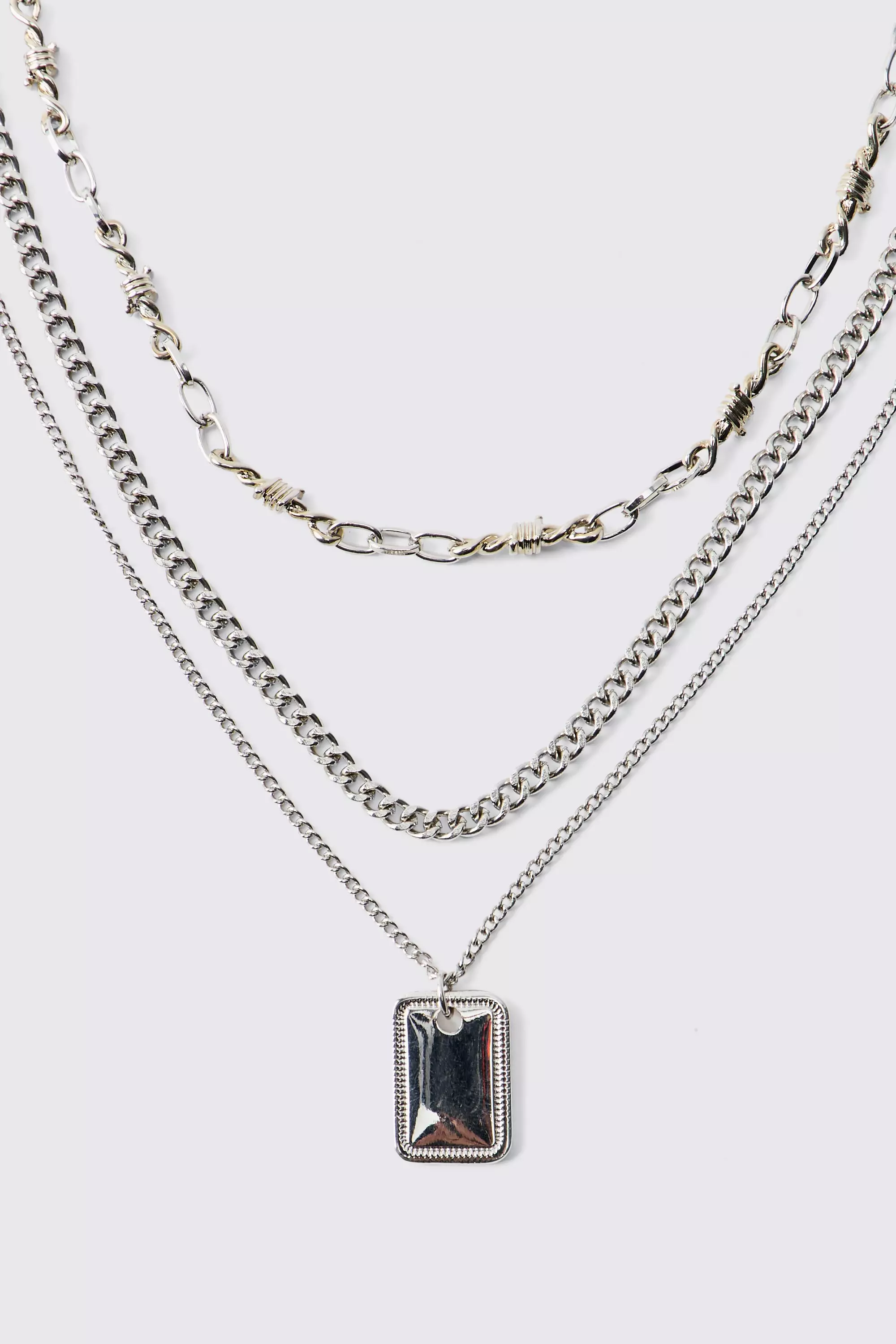 Recycelte mehrlagige Kette mit Anhängern, Silver alternatives Bild