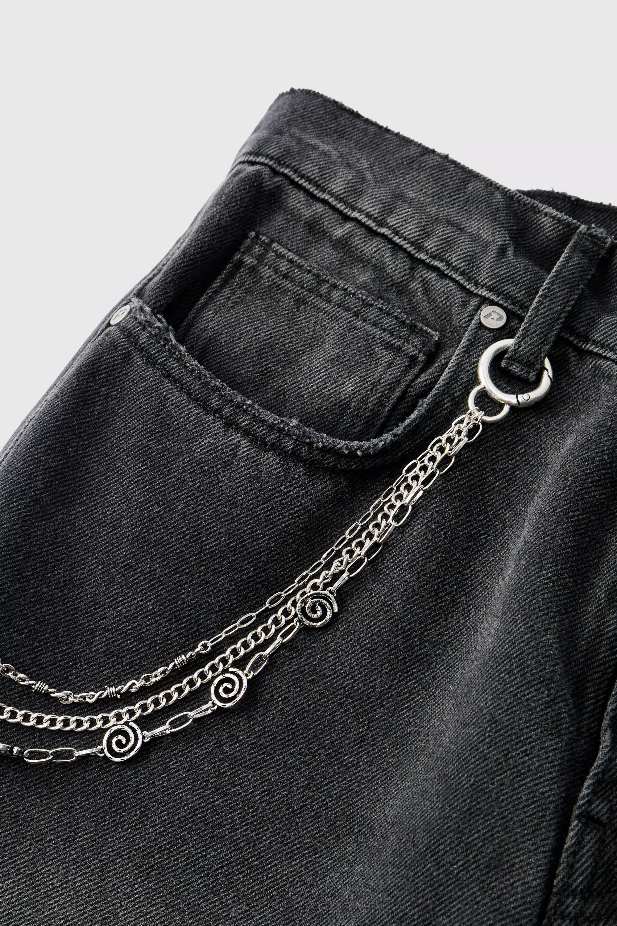 Layered Jean Chain With Swirls Silver