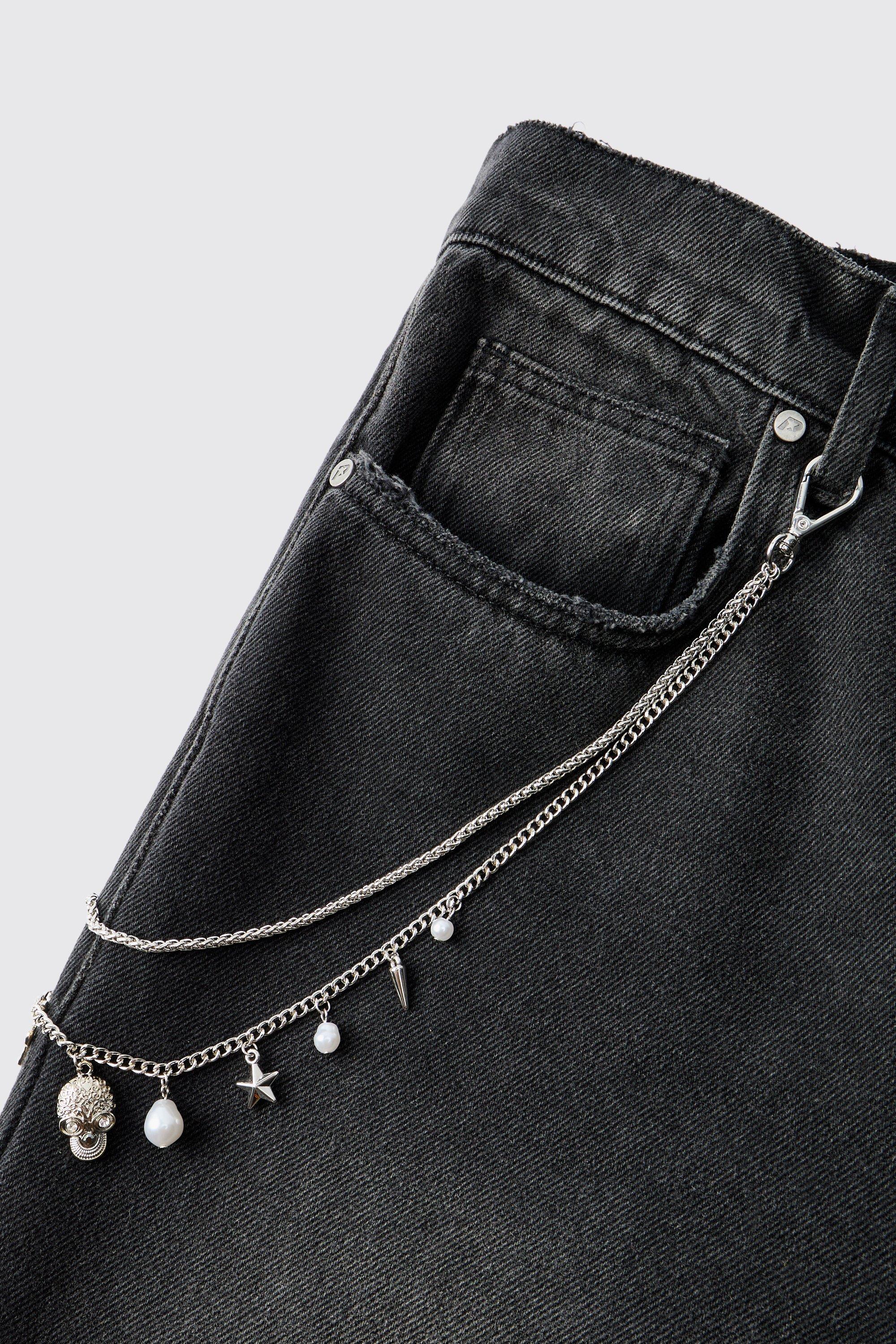 Multi Charm Jean Chain | boohooMAN USA