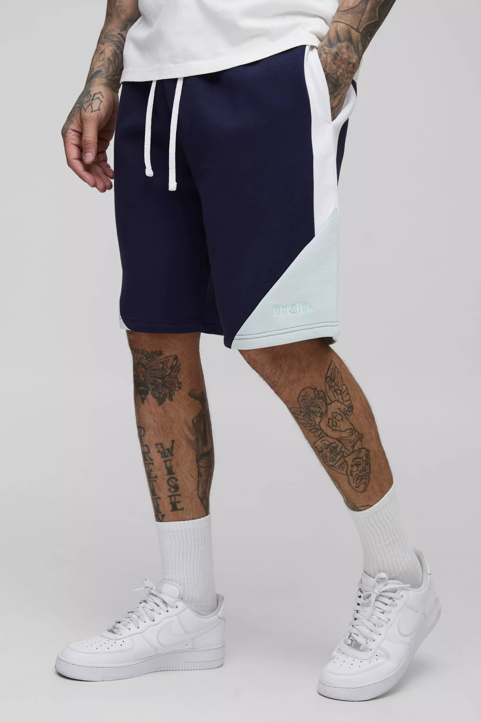 Tall Man Colour Block Relaxed Sweat Shorts Blue
