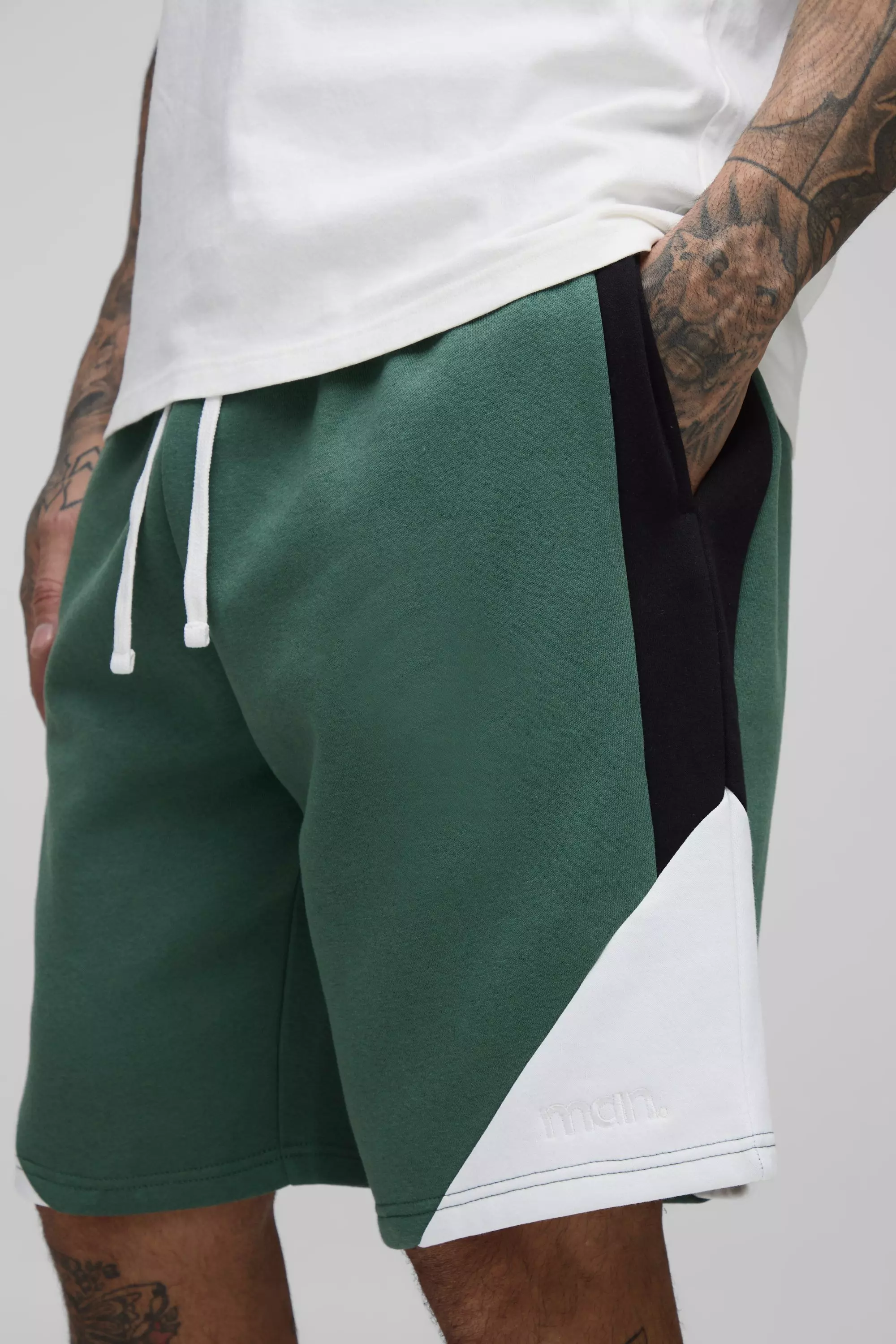 Tall - Short large color block en jersey - MAN, Green autre image
