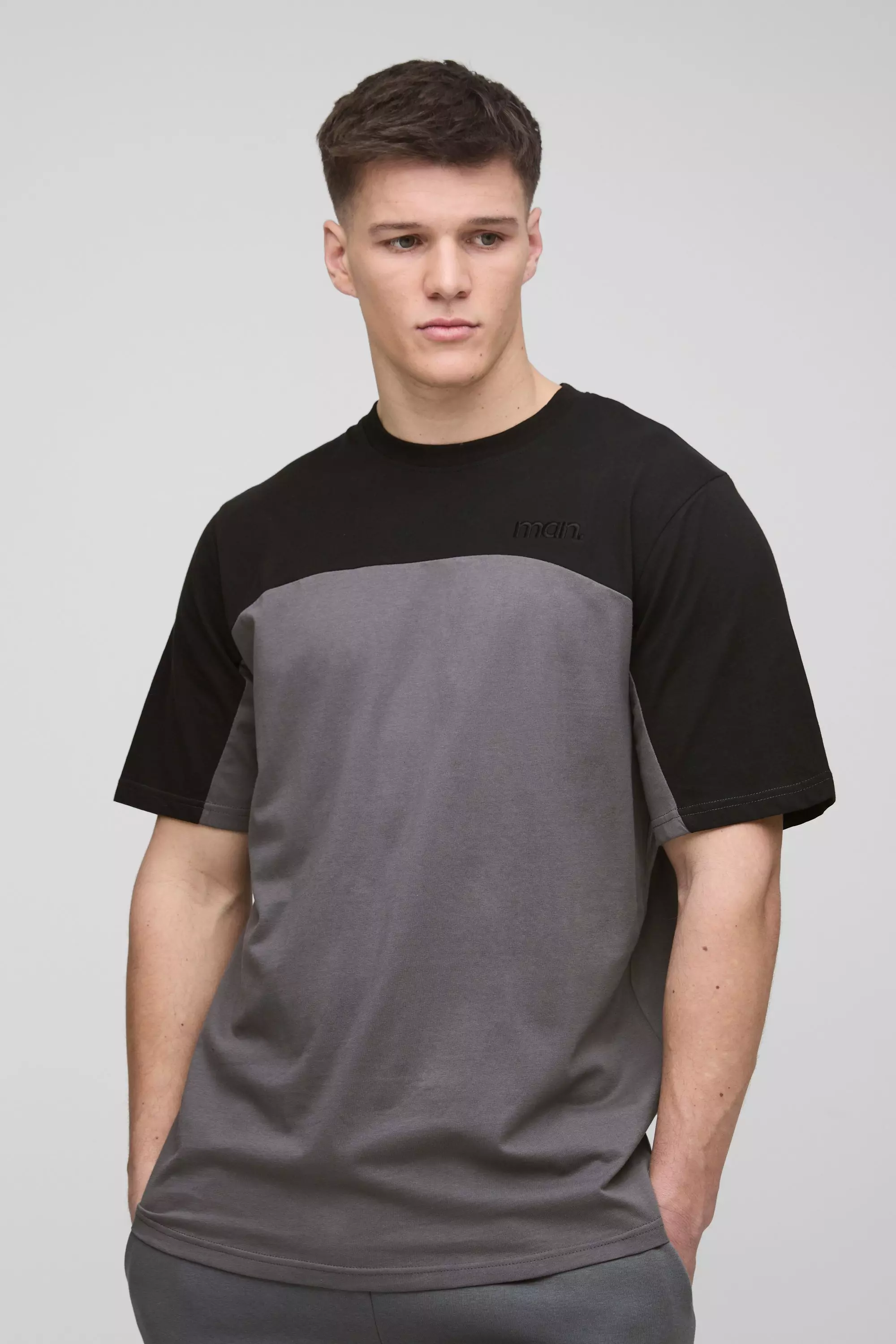 Black Tall Regular Fit Man Colour Block T-Shirt alternative image