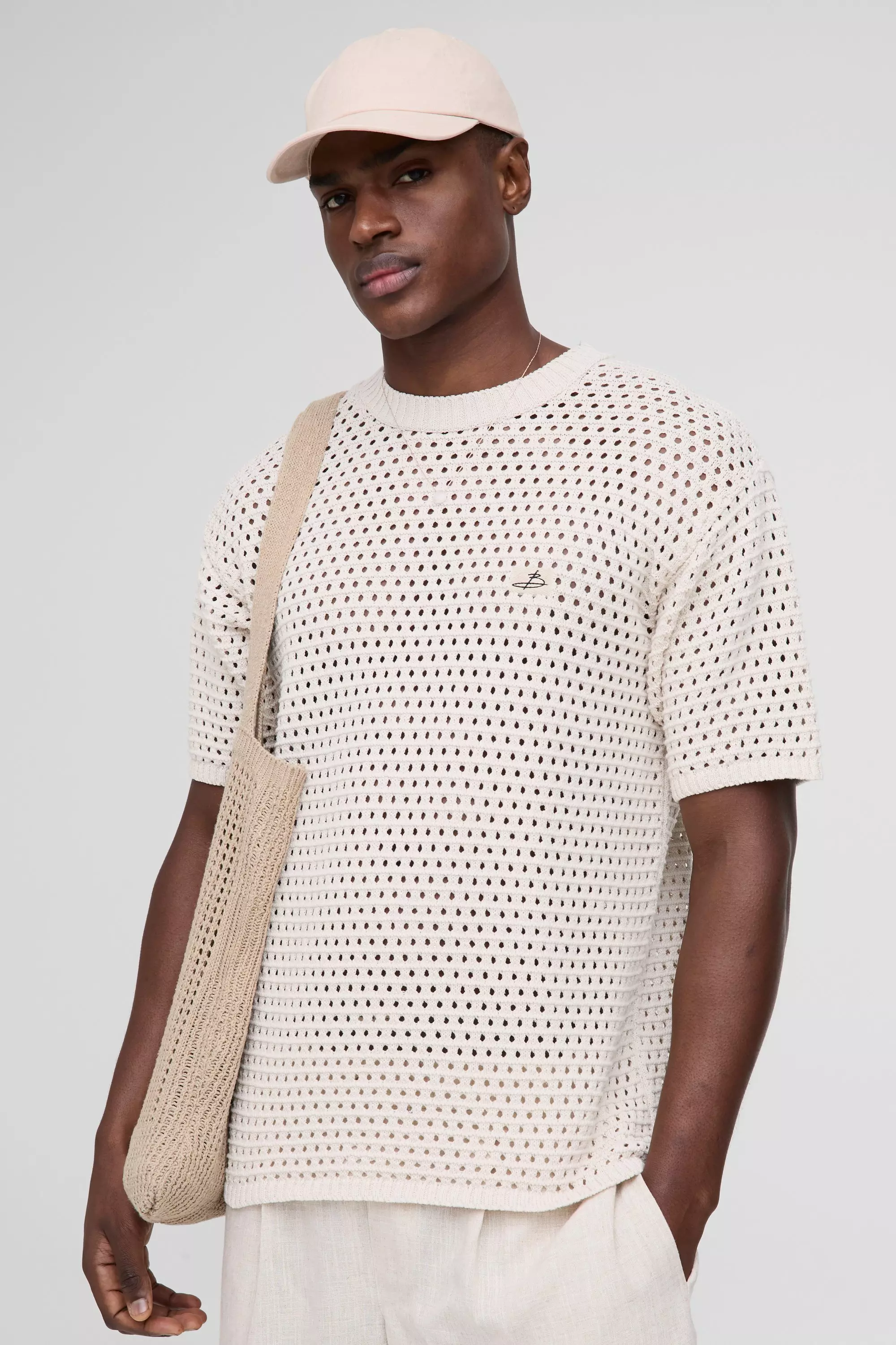 Ecru Regular Fit Open Stitch Knitted T-Shirt alternative image