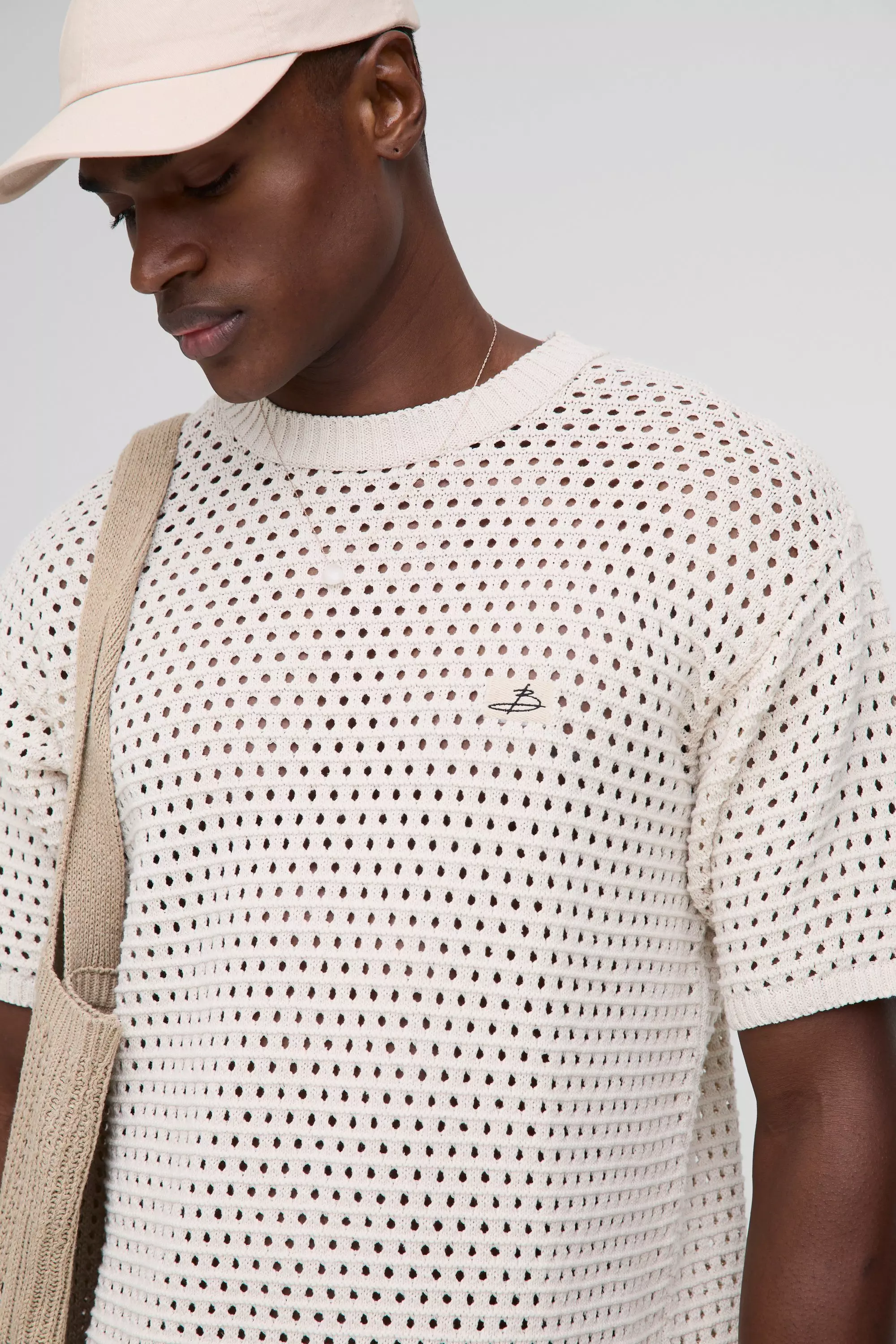 Ecru Regular Fit Open Stitch Knitted T-Shirt alternative image