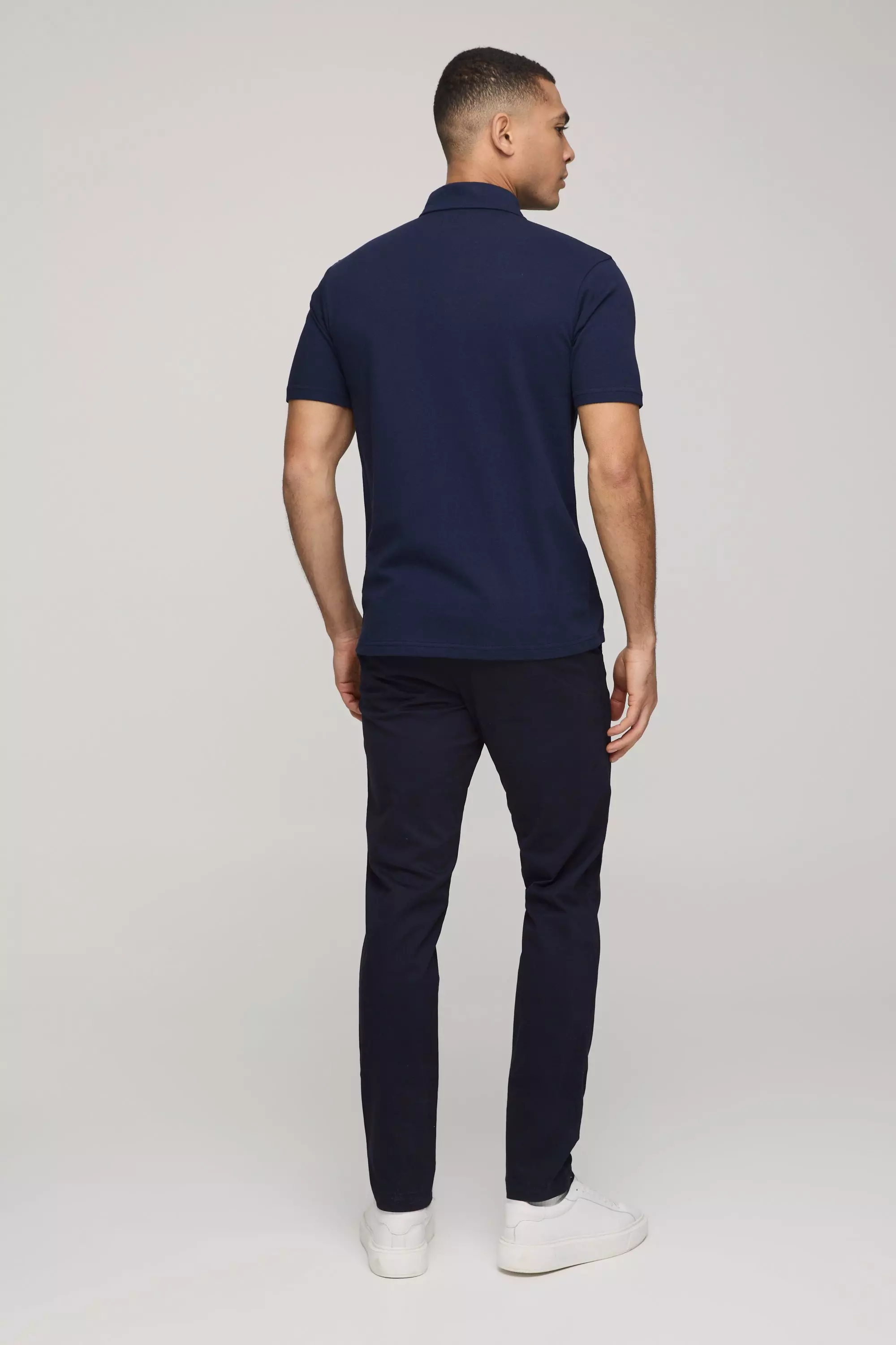 Slim-Fit Basic Pique Poloshirt, Navy alternatives Bild