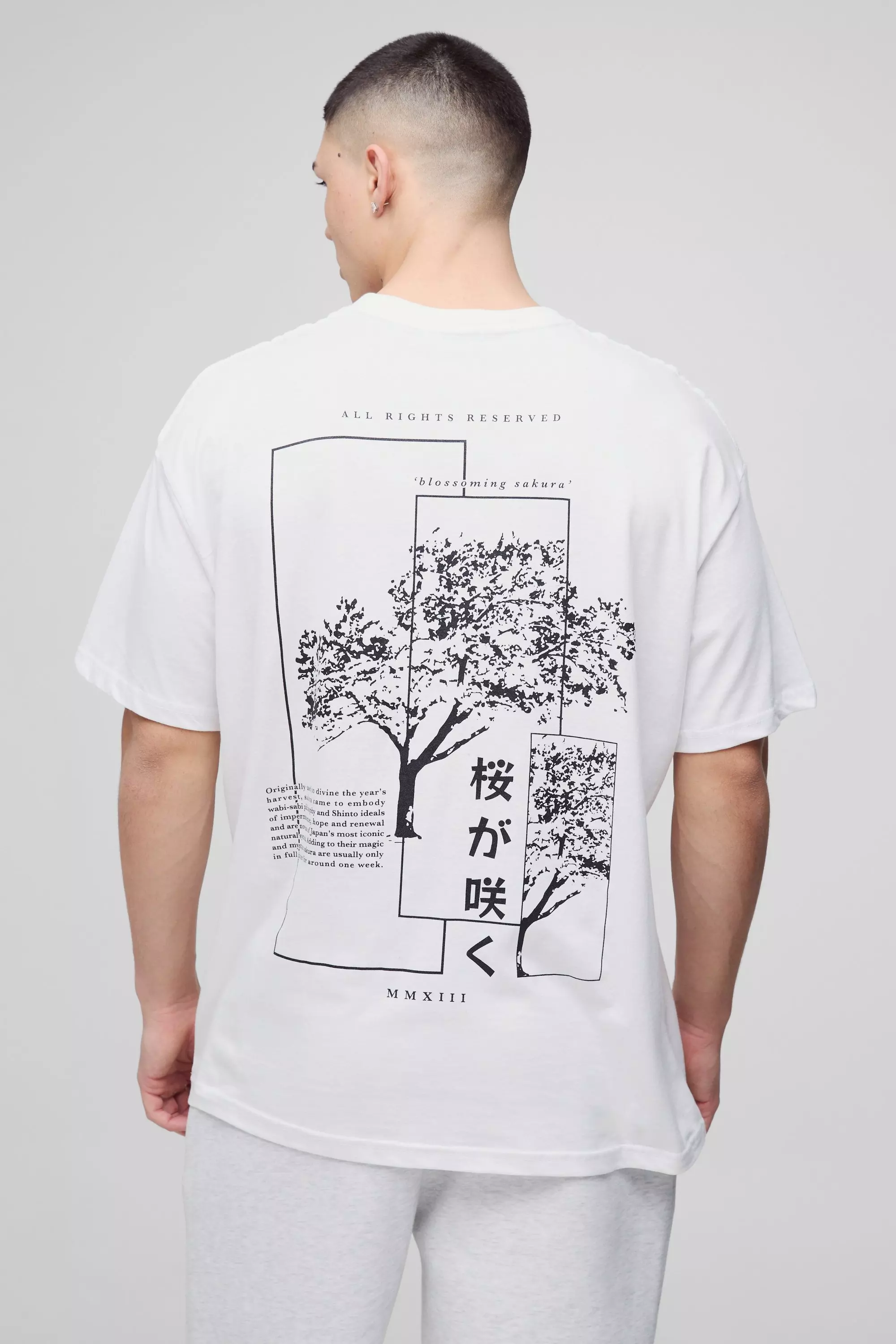 White Oversized Blossom Tree Graphic T-Shirt alternative image