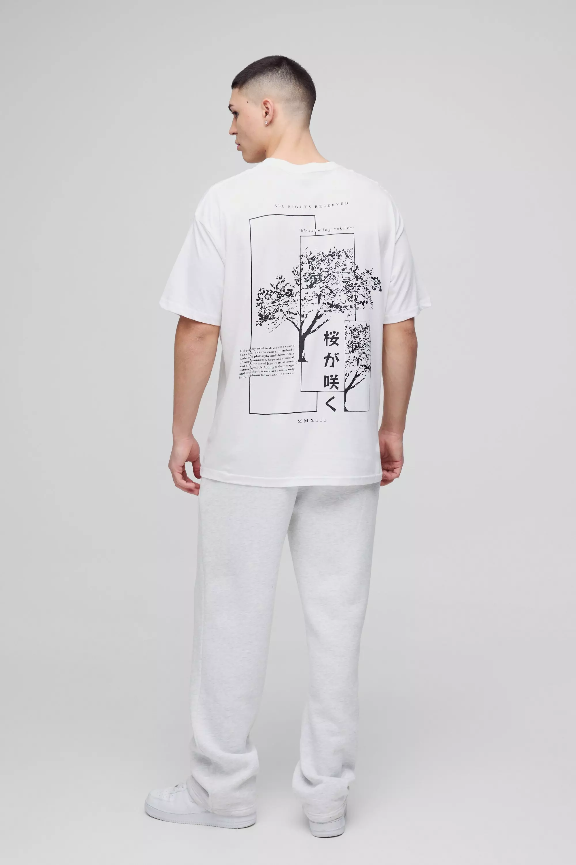 White Oversized Blossom Tree Graphic T-Shirt alternative image
