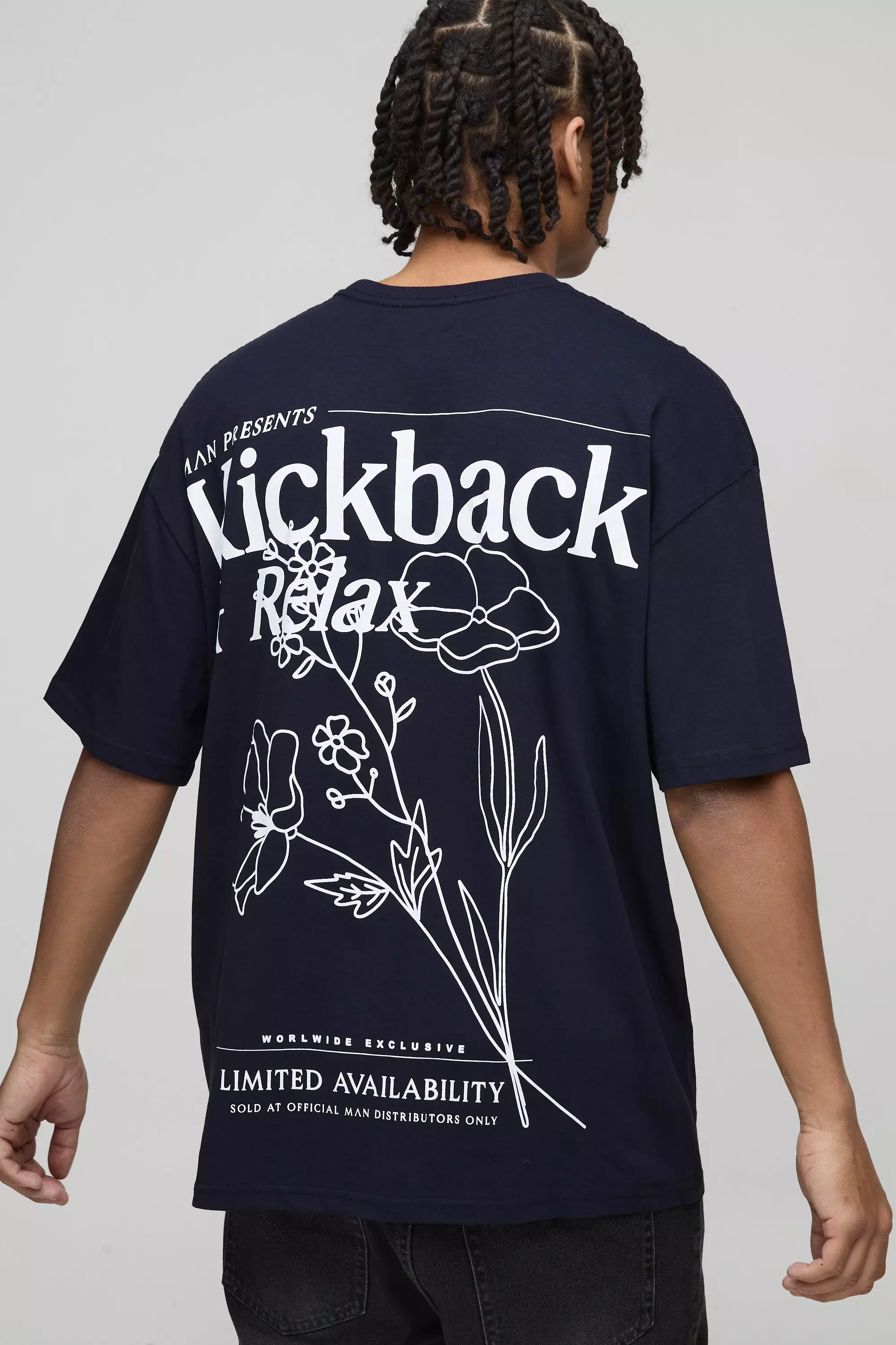Navy Oversized Kick Back & Baggy Bloemen T-Shirt alternatieve afbeelding