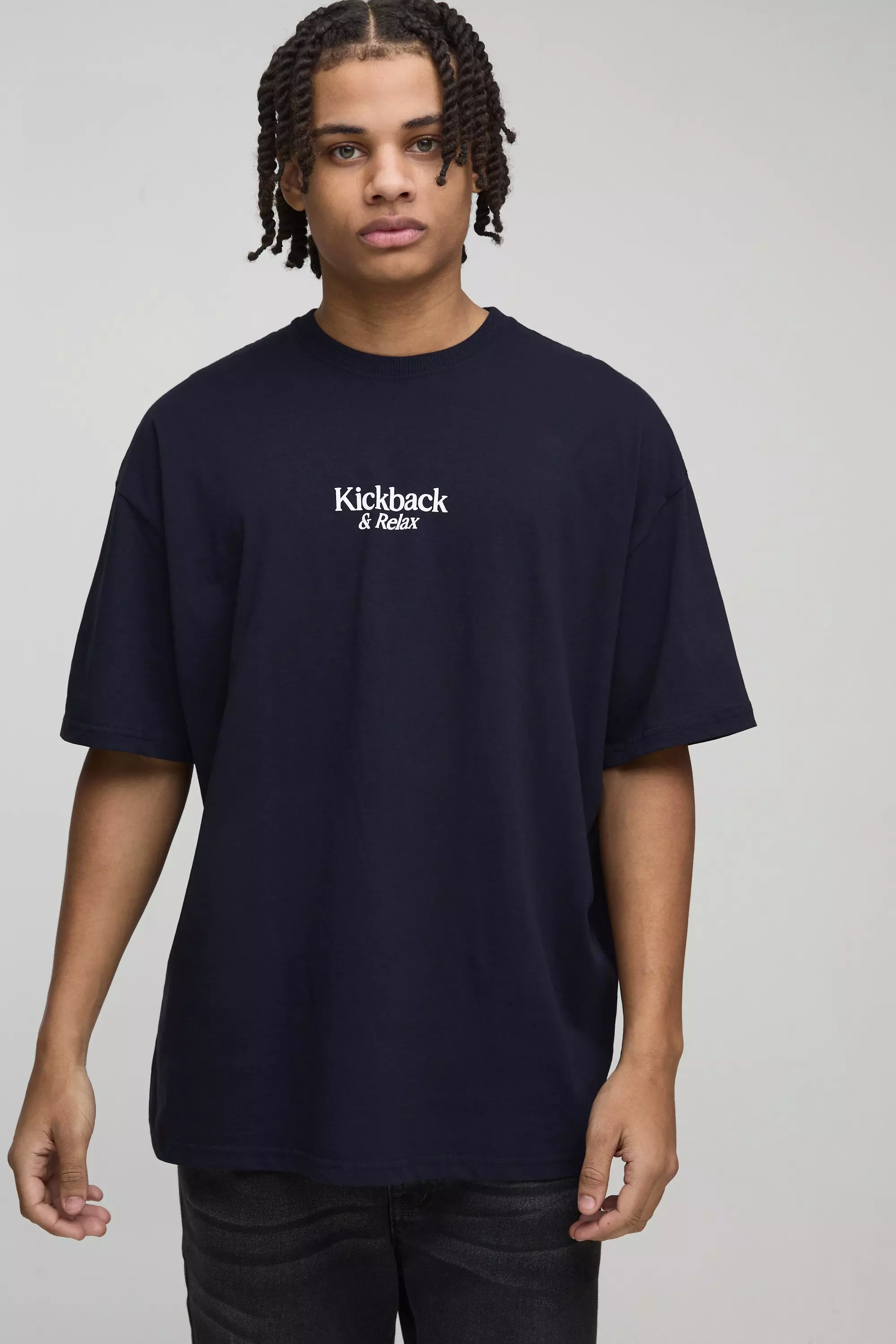 Navy Oversized Kick Back & Baggy Bloemen T-Shirt alternatieve afbeelding