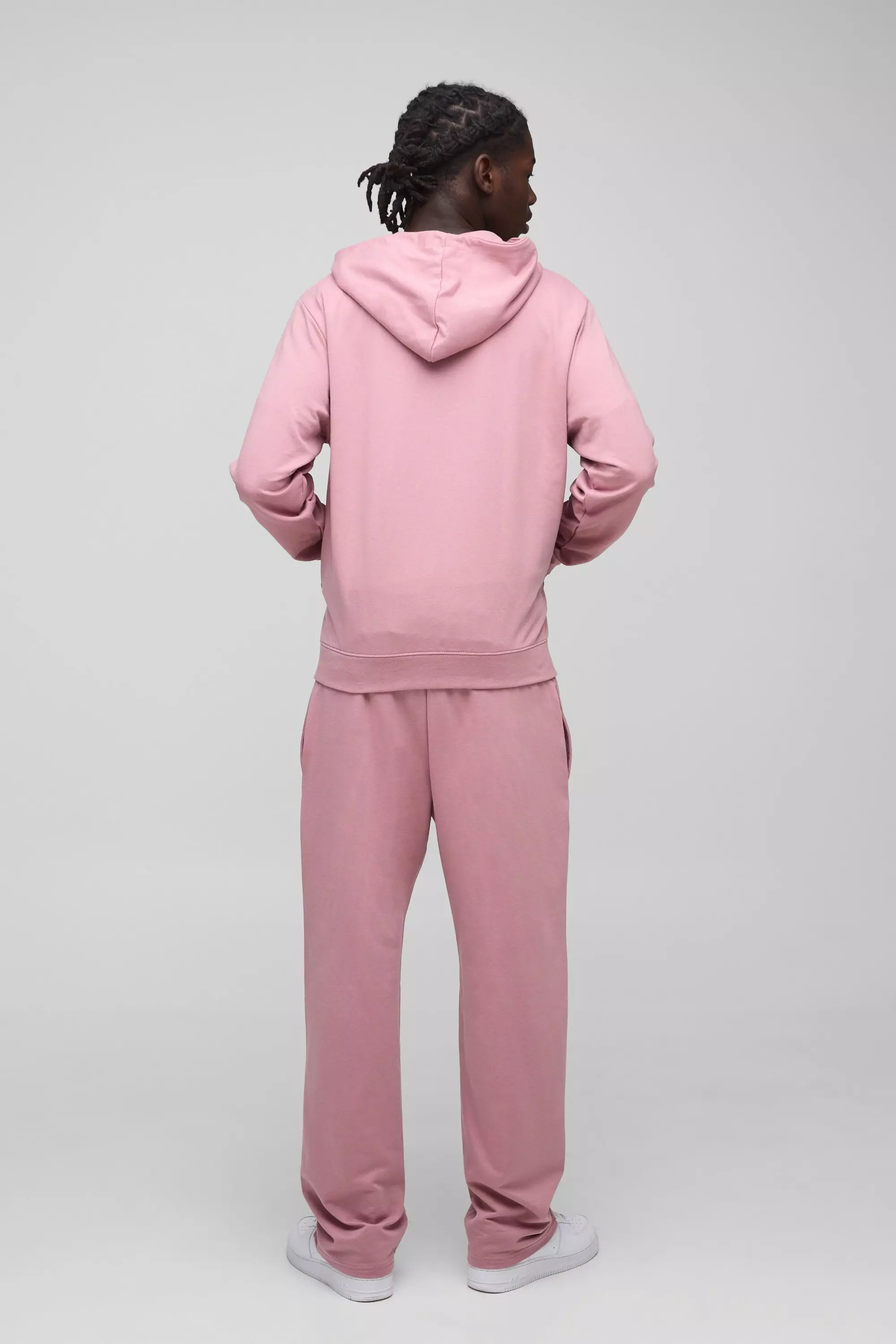 260GSM Loopback Basic Regular Fit Zip Through Hoodie and Straight Leg Sweatpants Set | boohooMAN USA