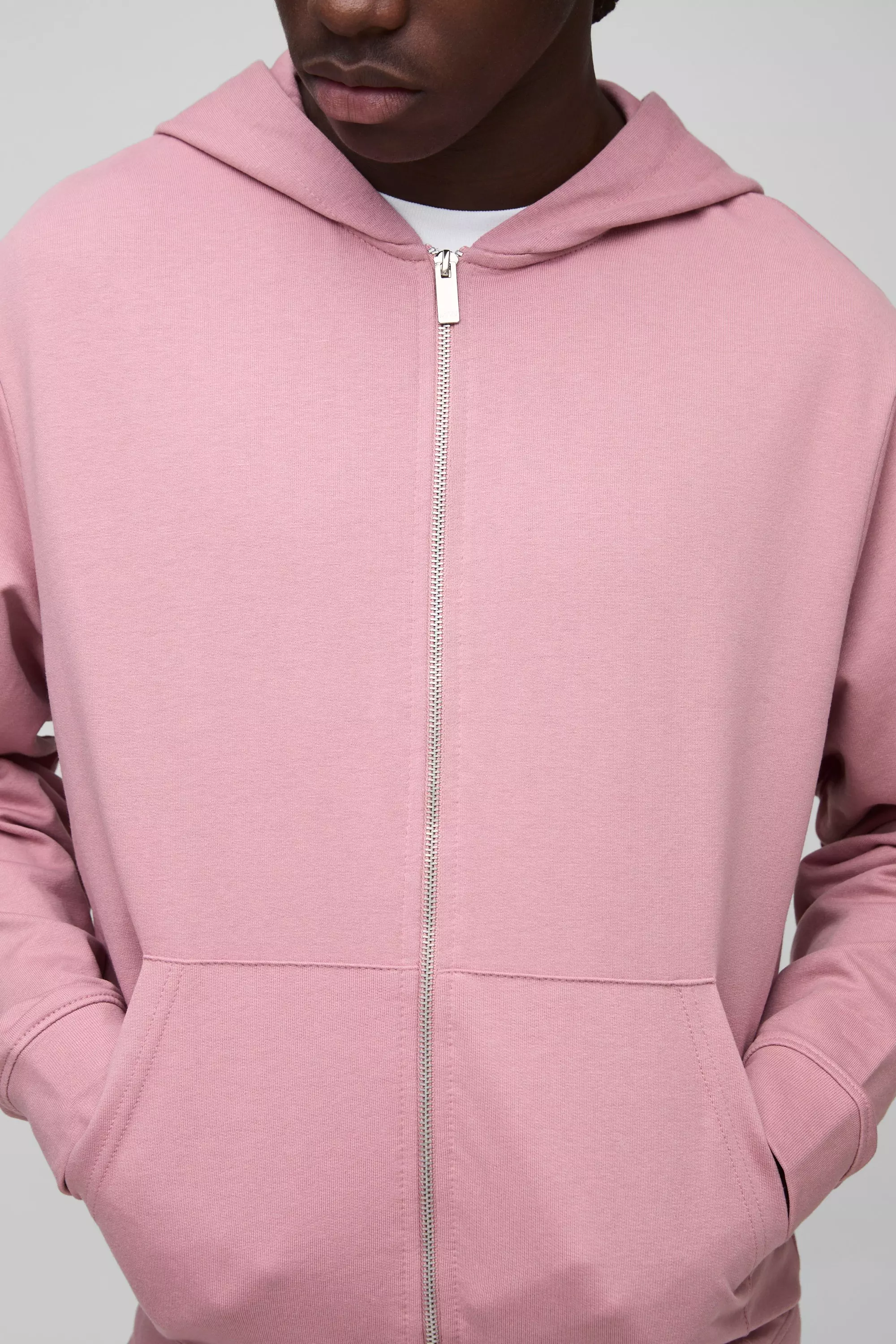 260GSM Loopback Basic Regular Fit Zip Through Hoodie and Straight Leg Sweatpants Set | boohooMAN USA