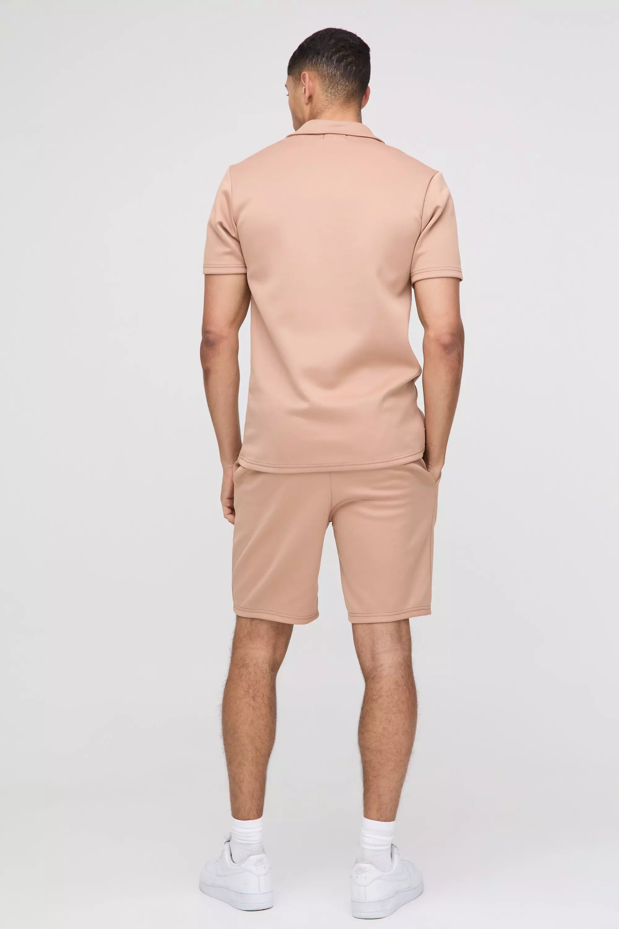 Slim Scuba Polo & Short Set | boohooMAN USA