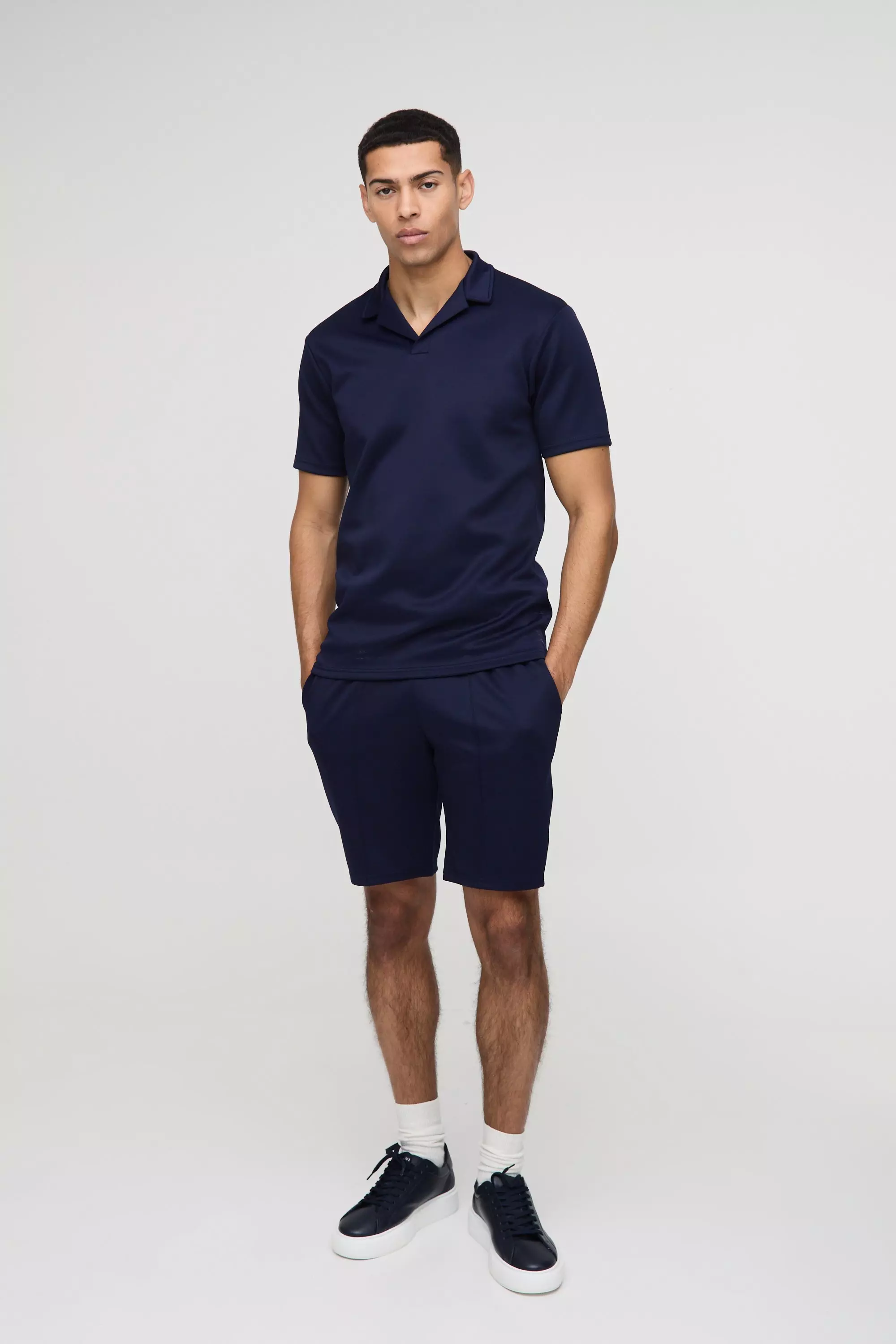 Slim-Fit Scuba Poloshirt & Shorts, Navy alternatives Bild