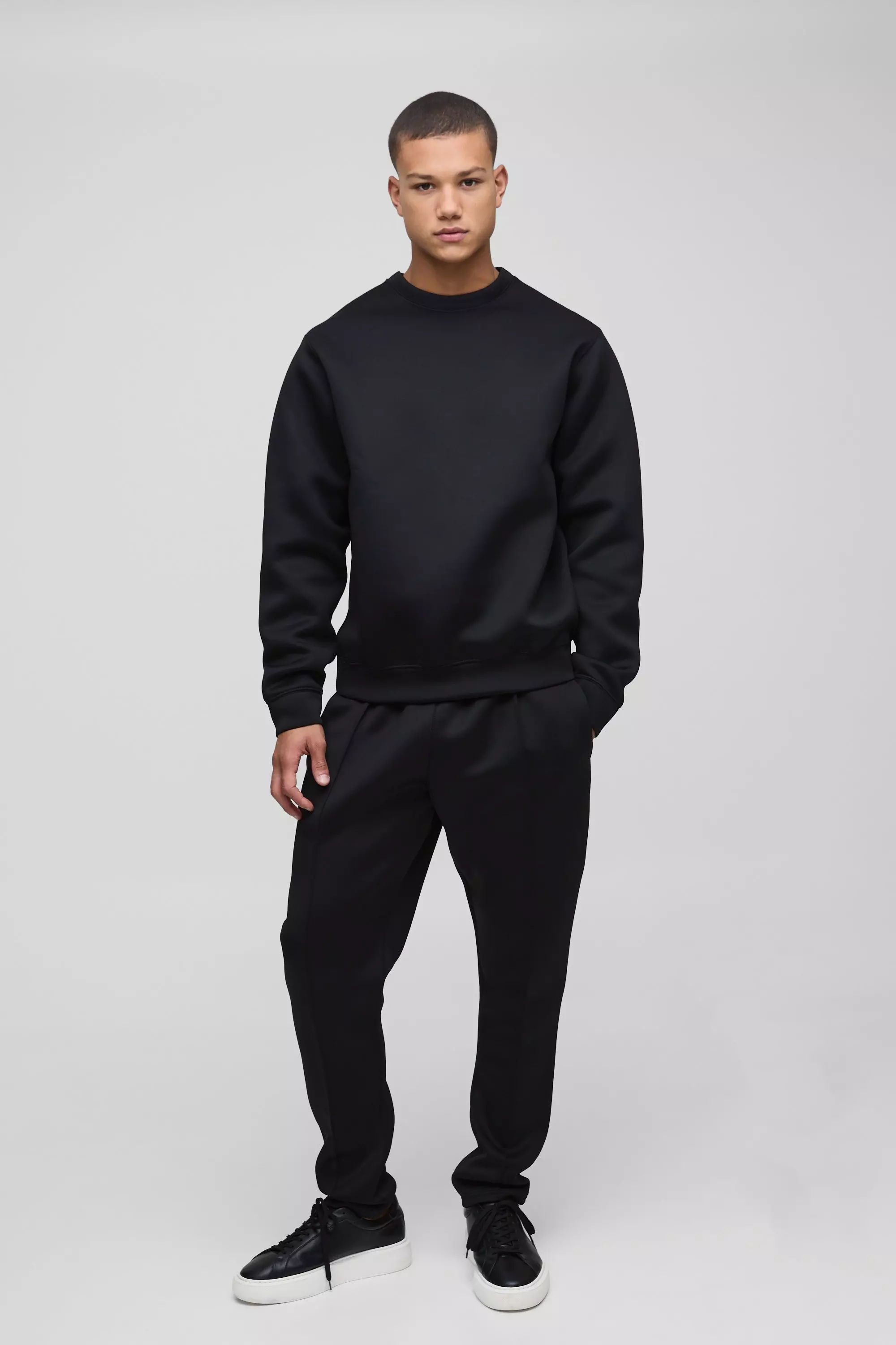 Black Bonded Scuba Sweatshirt Tracksuit