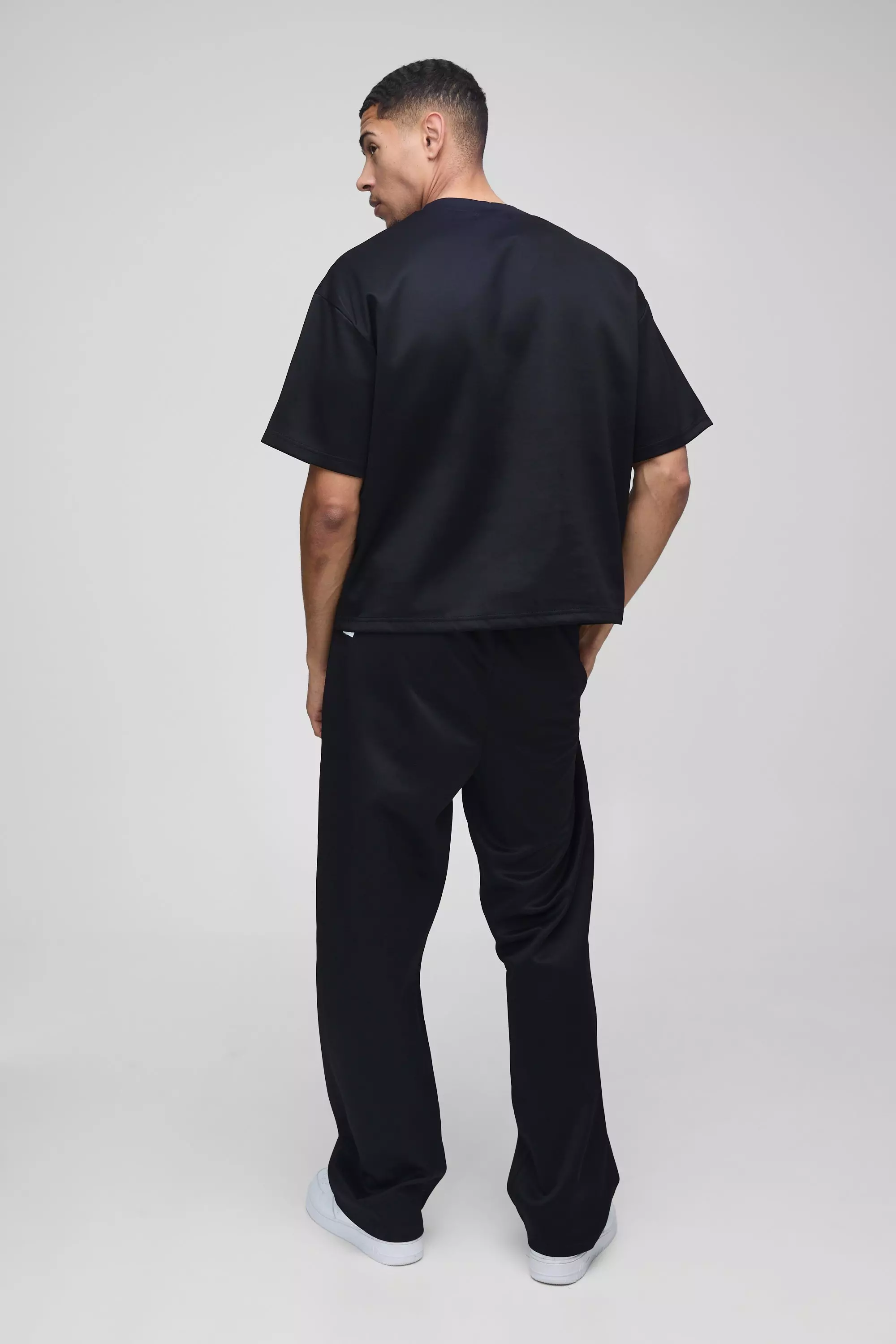 Black Oversized Boxy Scuba T-Shirt & Jogger Long Set alternative image