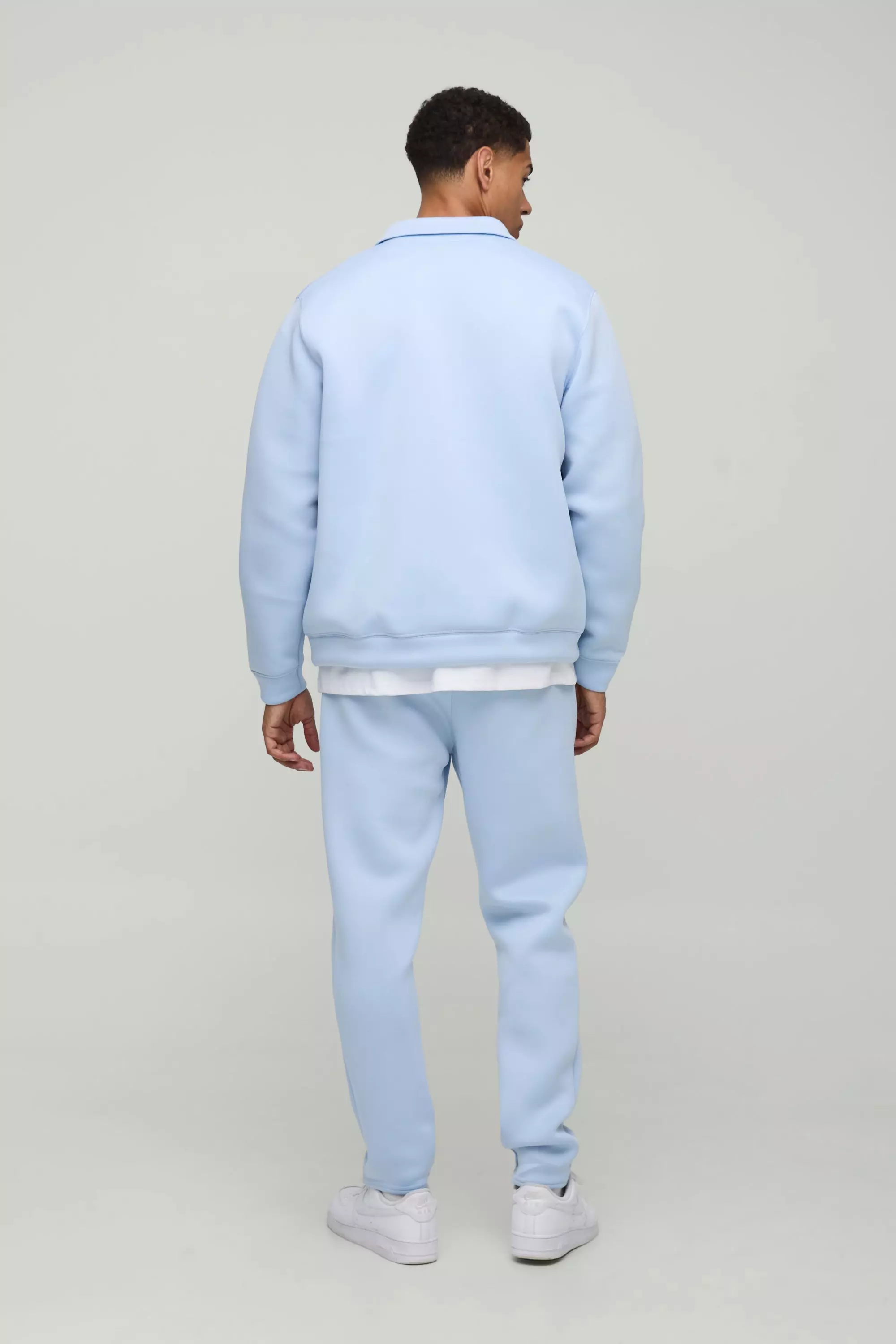 Bonded Scuba Harrington Jacket & Sweatpants Set | boohooMAN USA