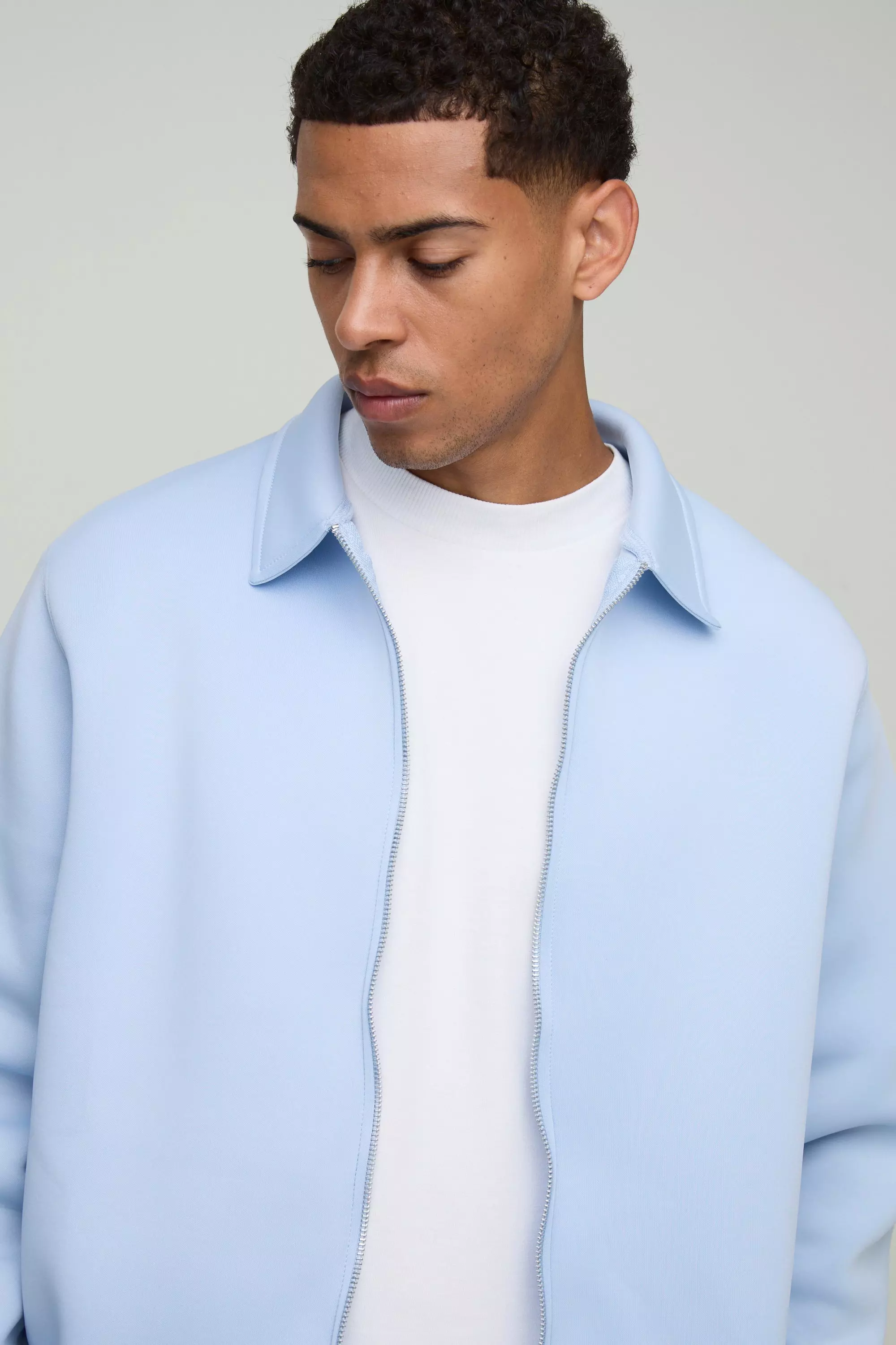 Bonded Scuba Harrington Jacket & Sweatpants Set | boohooMAN USA