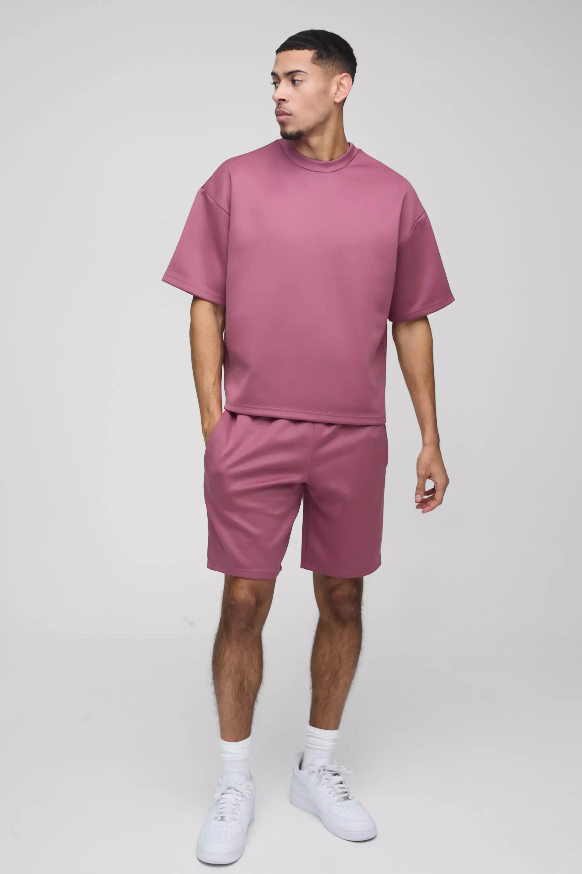 Kastiges Oversize Scuba T-Shirt & Shorts, Mauve alternatives Bild