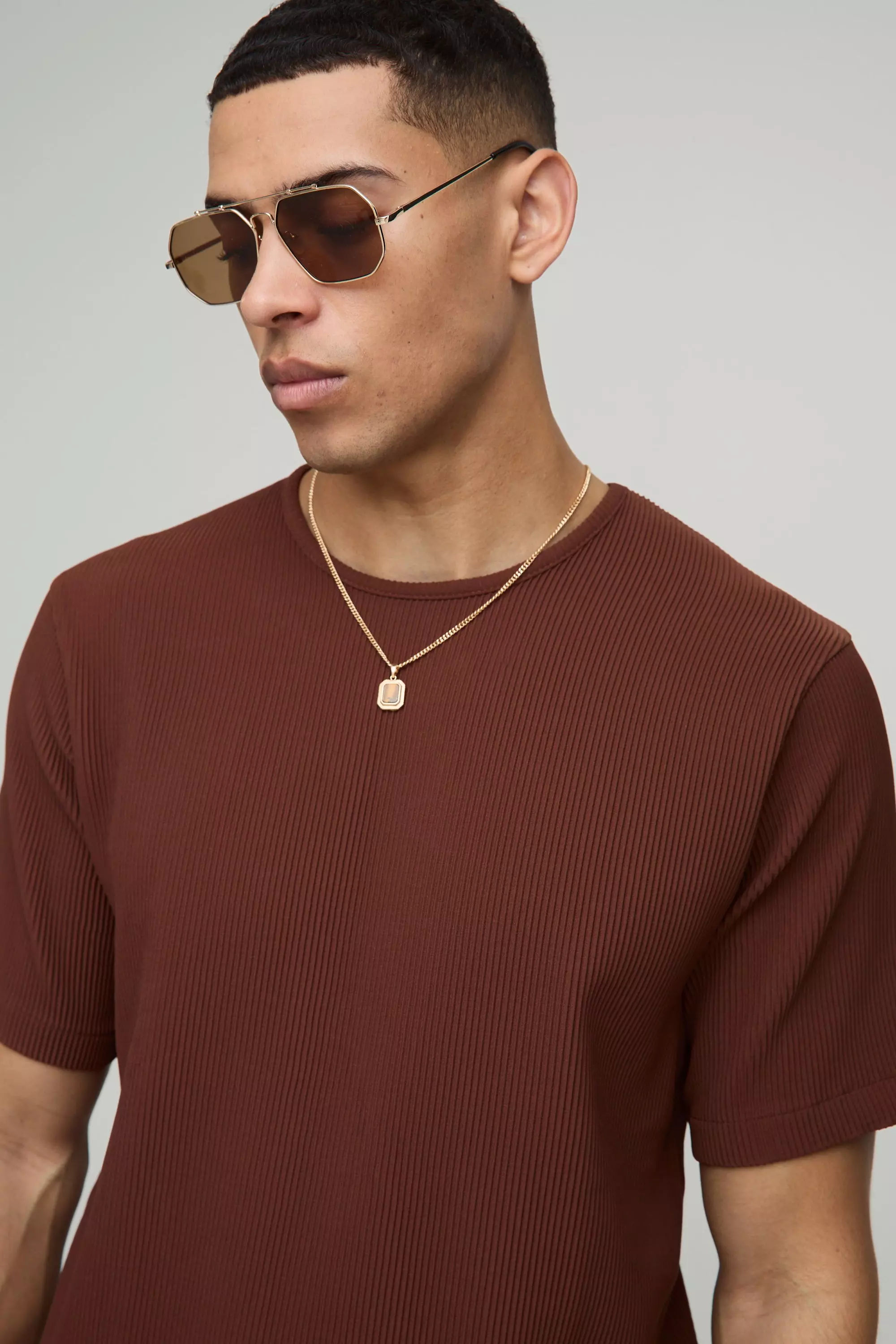 Pleated T-Shirt and Slim Tapered Sweatpants Set | boohooMAN USA