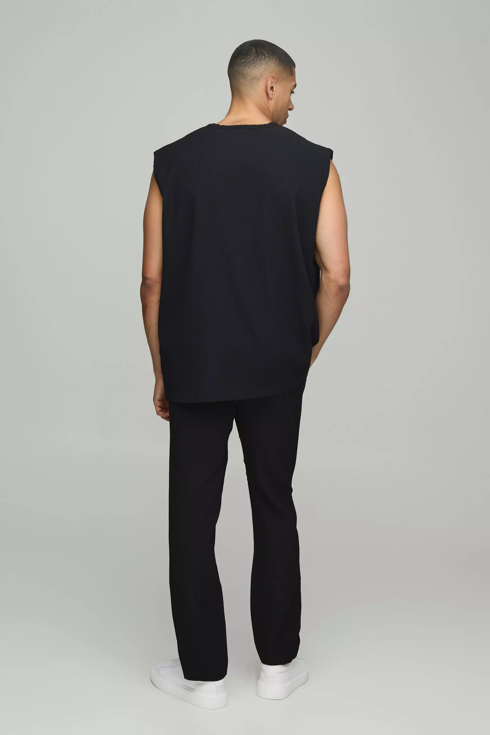 Oversized Pleated Tank | boohooMAN USA
