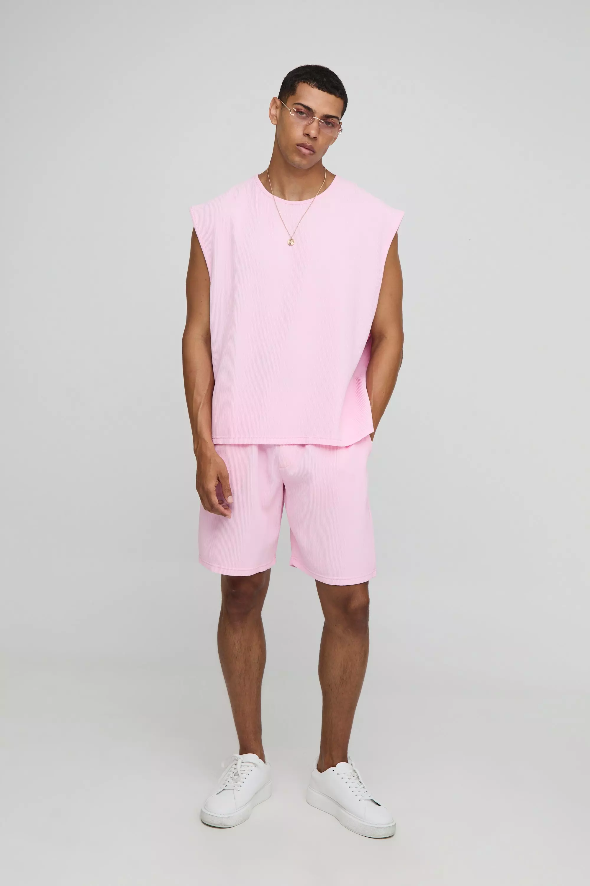 Oversized Boxy Pleated Cap Sleeve Tank | boohooMAN USA