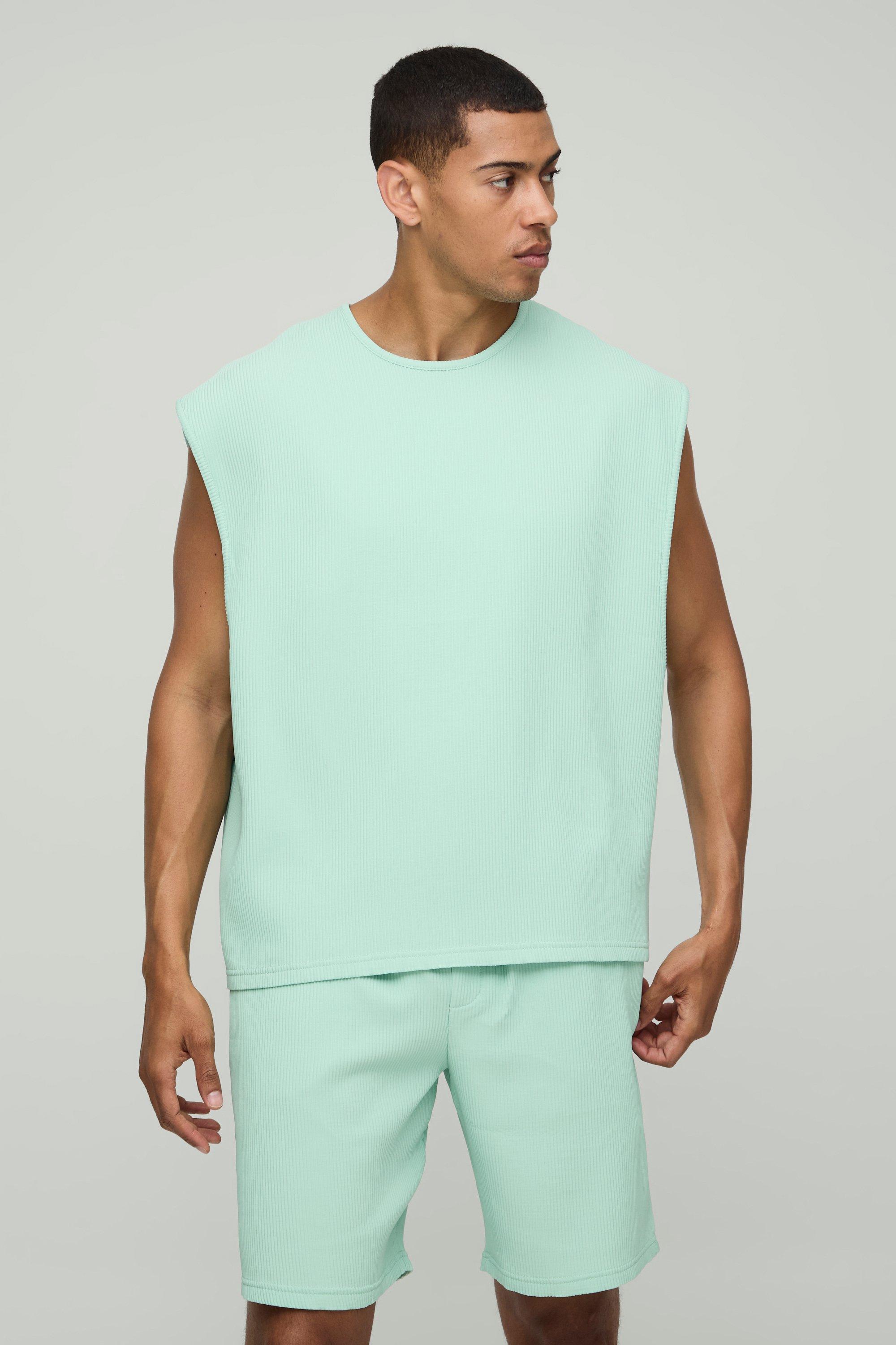 Oversized Boxy Pleated Cap Sleeve Tank | boohooMAN USA