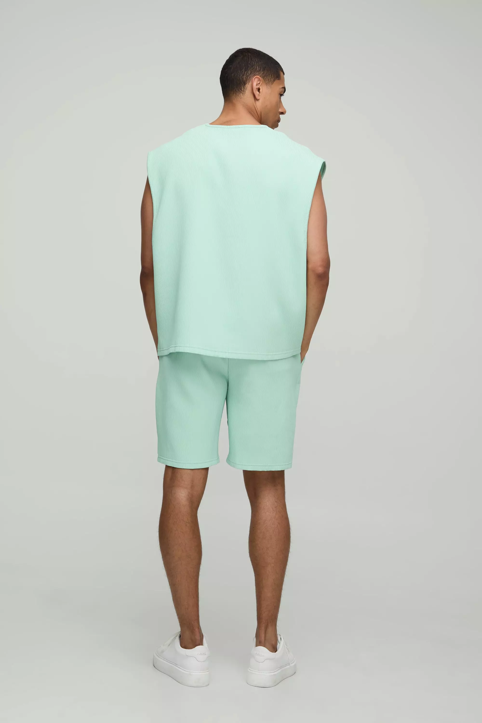 Oversized Boxy Pleated Cap Sleeve Tank | boohooMAN USA