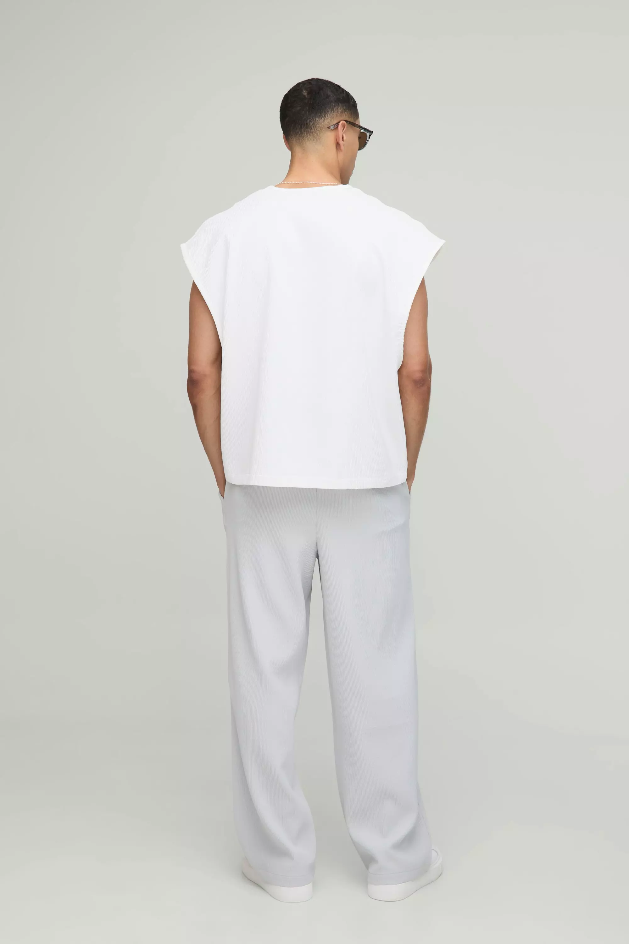 Kastiges Oversize Tanktop mit kurzen Ärmeln, White alternatives Bild