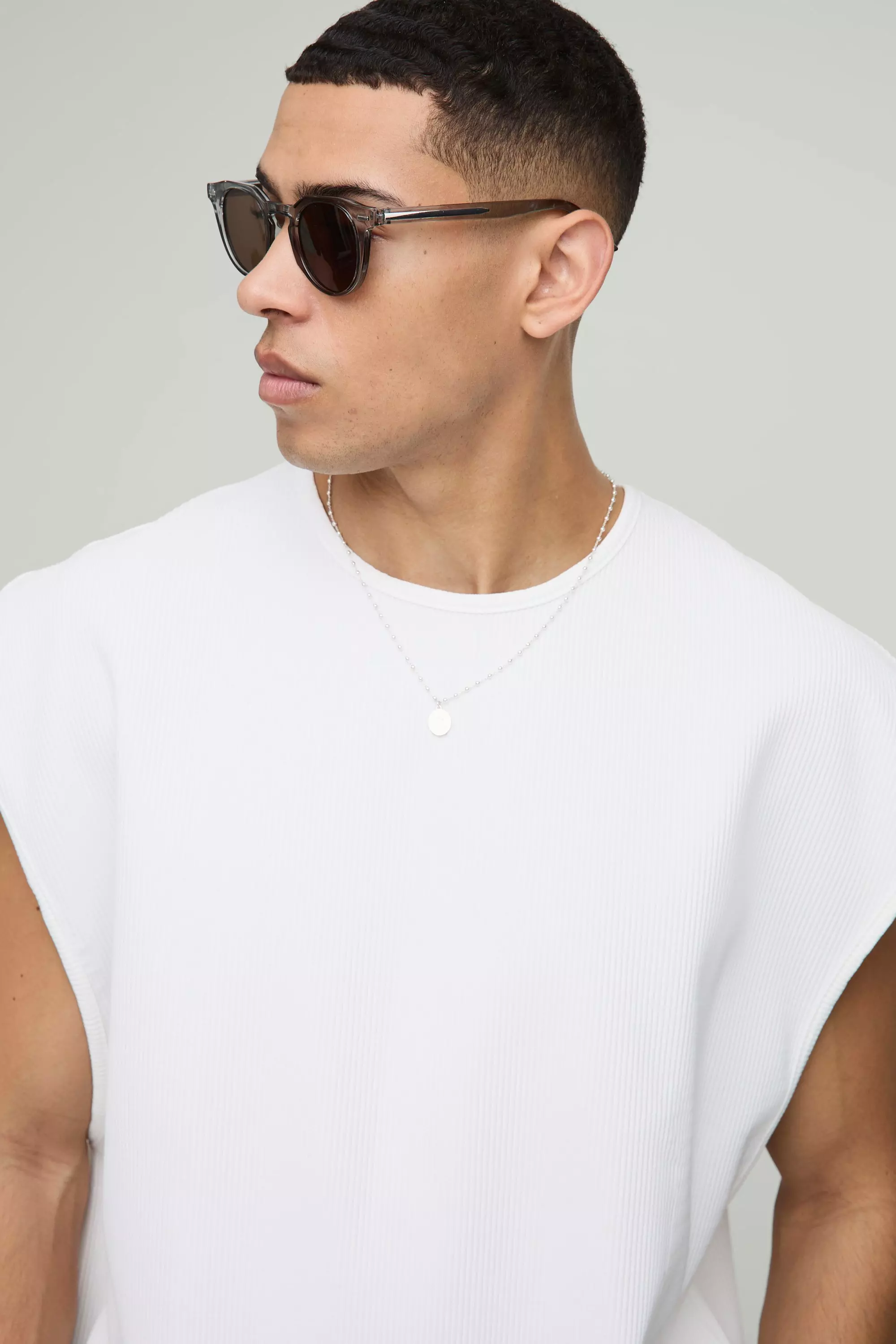 Kastiges Oversize Tanktop mit kurzen Ärmeln, White alternatives Bild