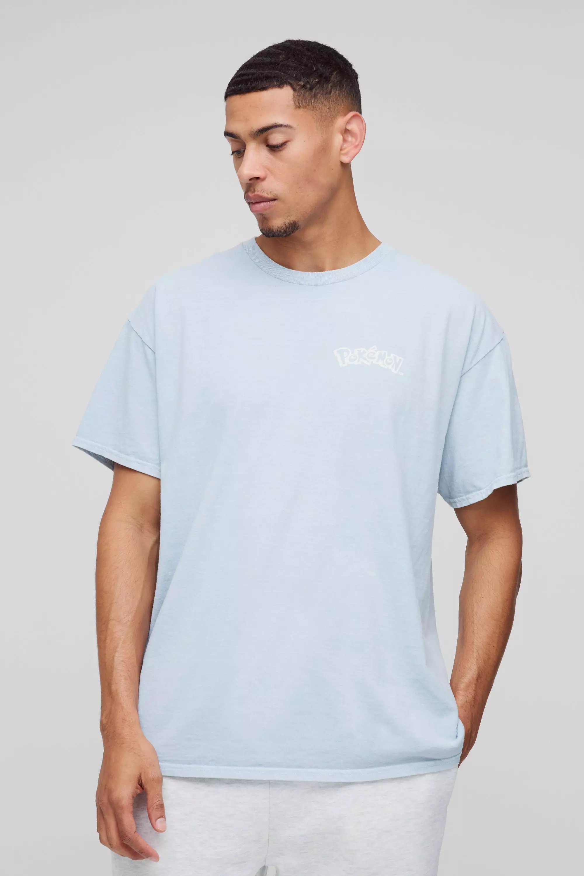 T-shirt oversize délavé à imprimé Pokémon, Grey autre image